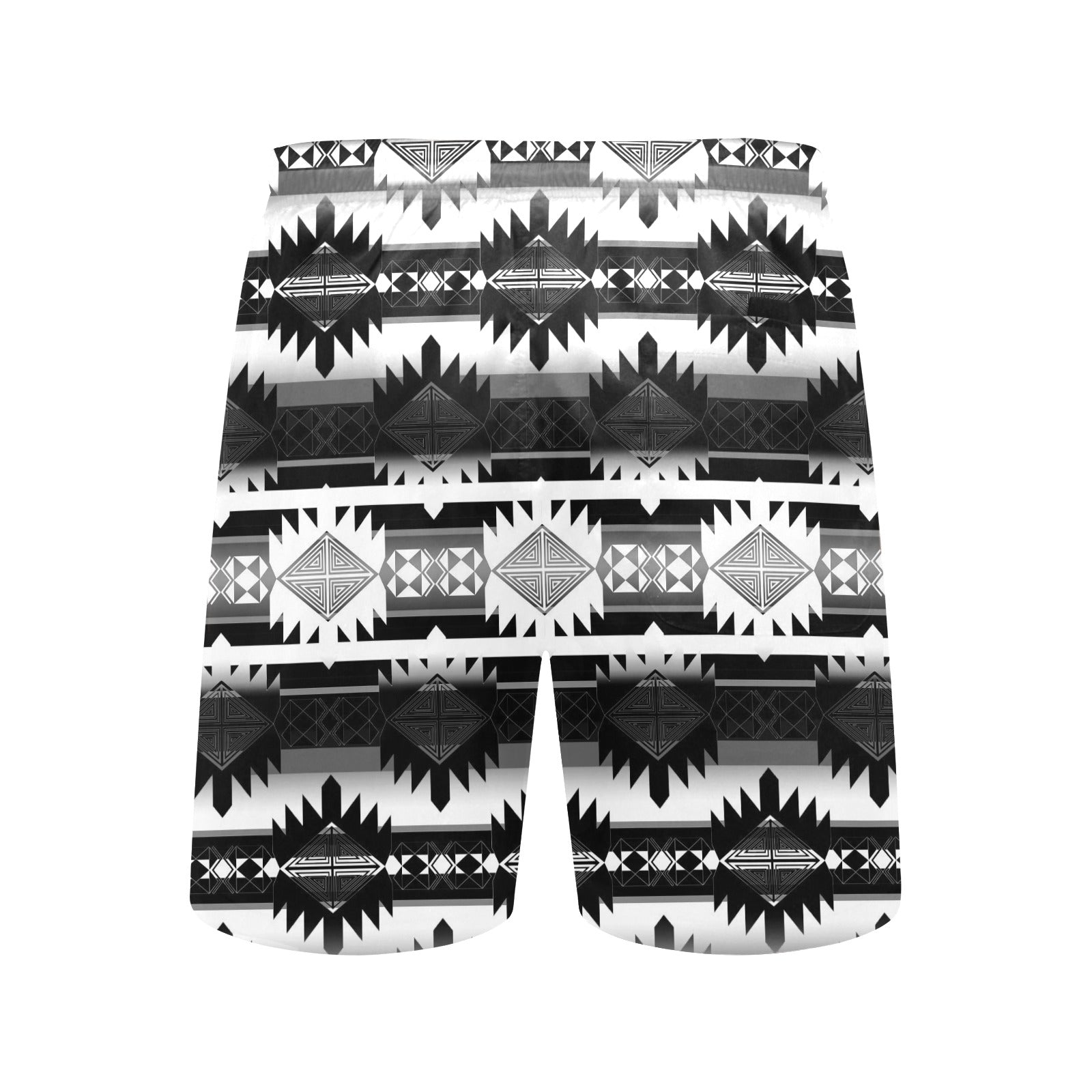 Okotoks Black and White Men's Mid-Length Beach Shorts