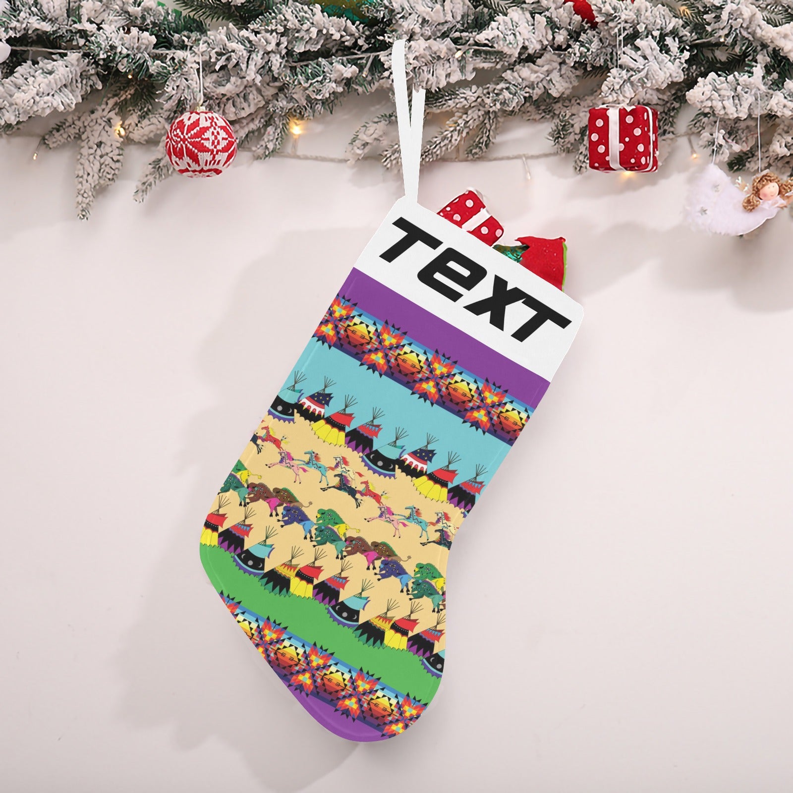 Prairie Bison Christmas Stocking (Custom Text on The Top)