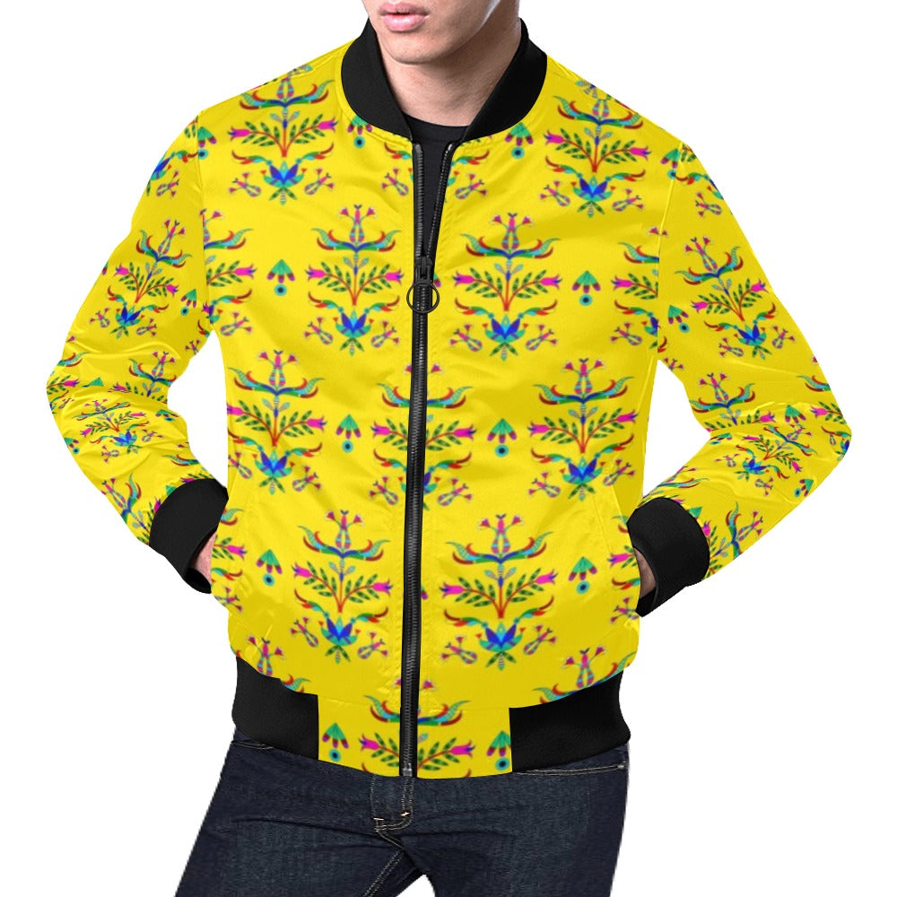 Dakota Damask Yellow All Over Print Bomber Jacket for Men