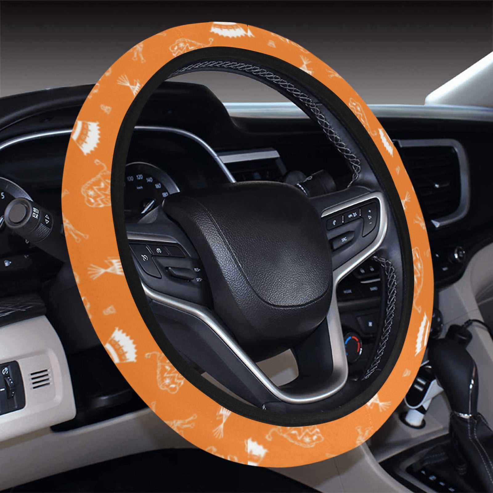 Ledger Dabbles Orange Steering Wheel Cover with Elastic Edge