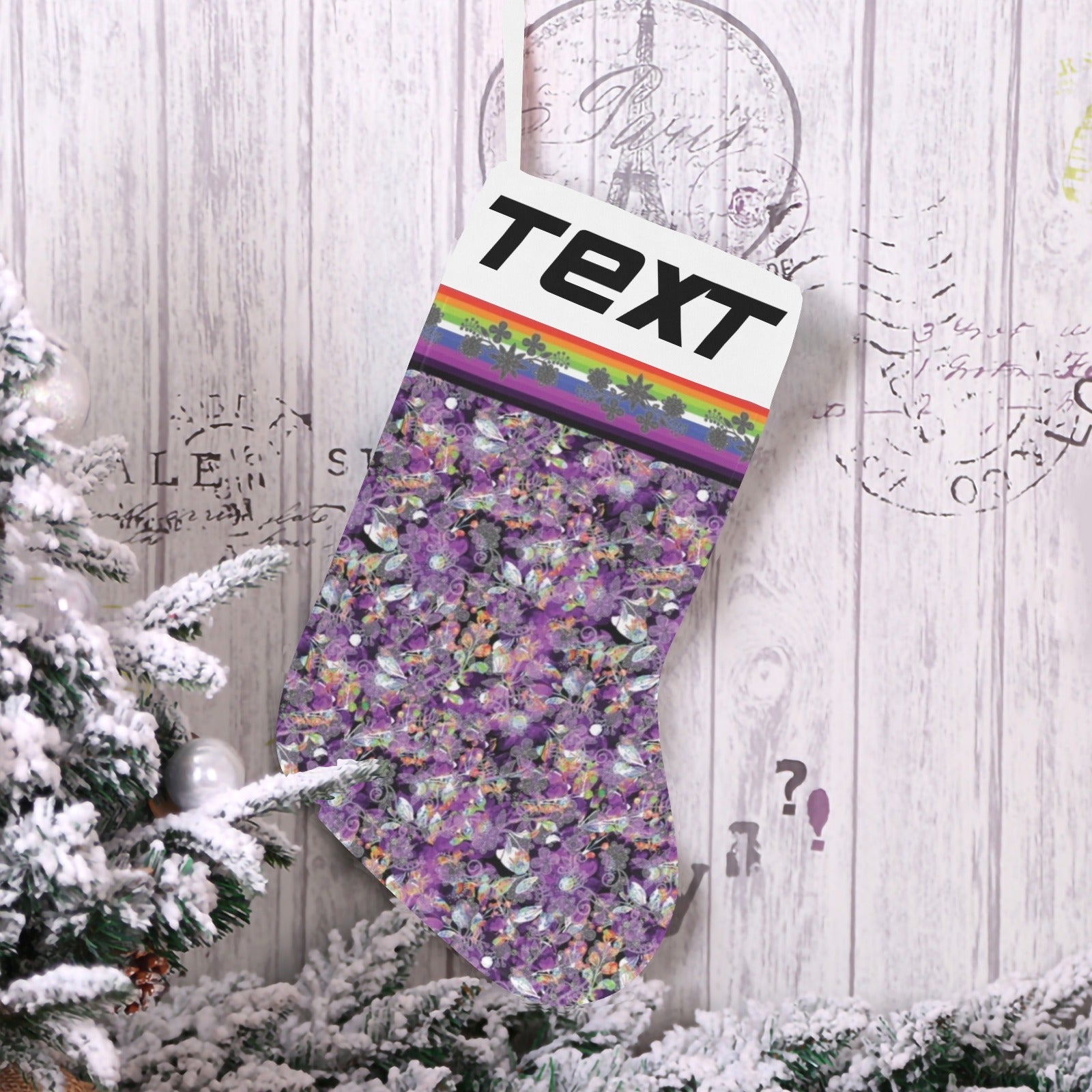 Culture in Nature Purple Christmas Stocking (Custom Text on The Top)