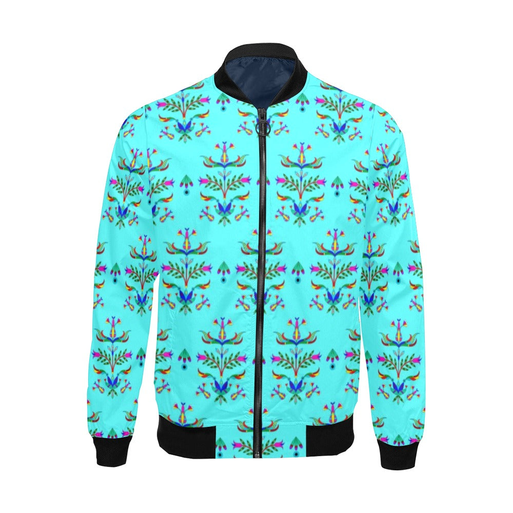 Dakota Damask Turquoise All Over Print Bomber Jacket for Men