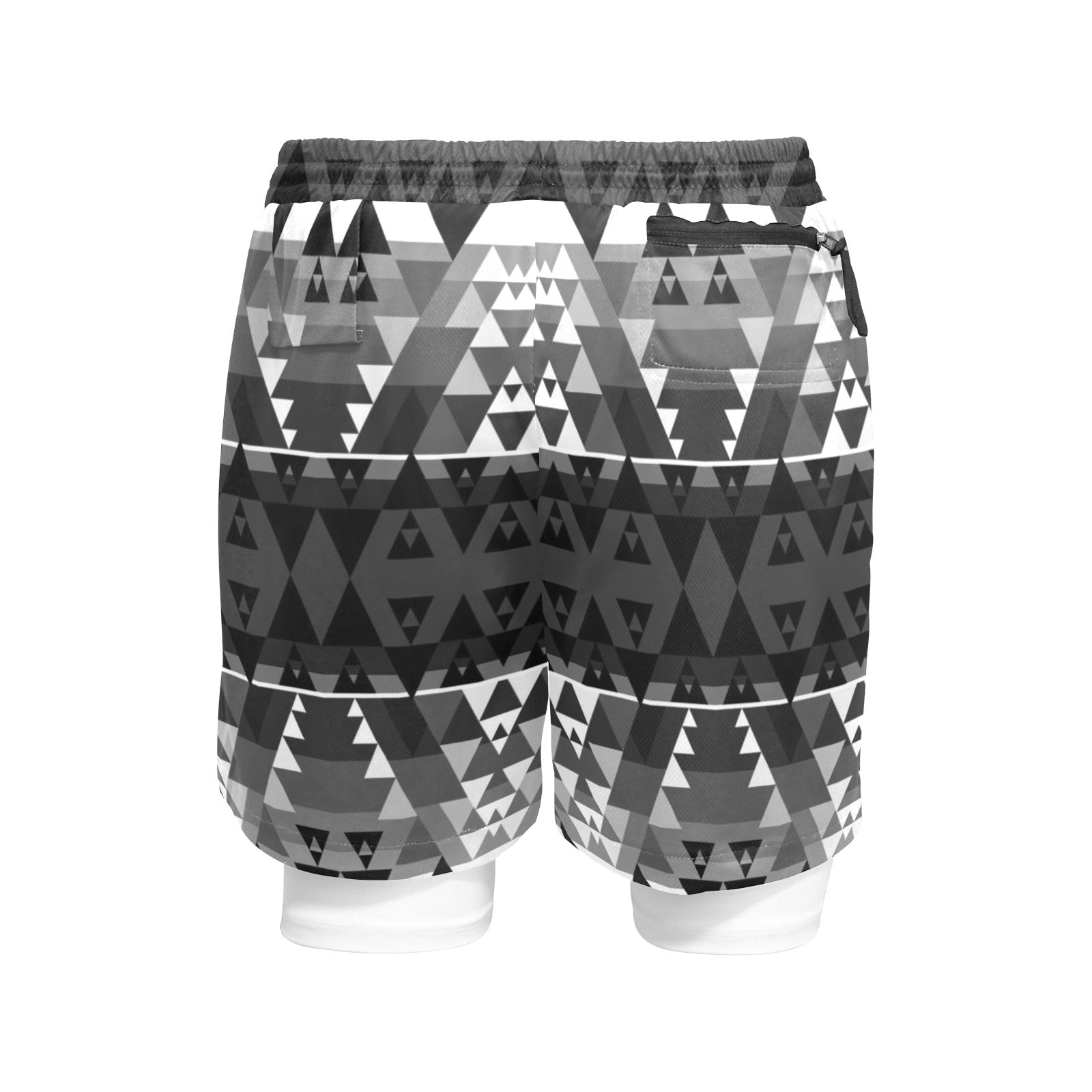 Writing on Stone Black and White Men's Sports Shorts with Compression Liner