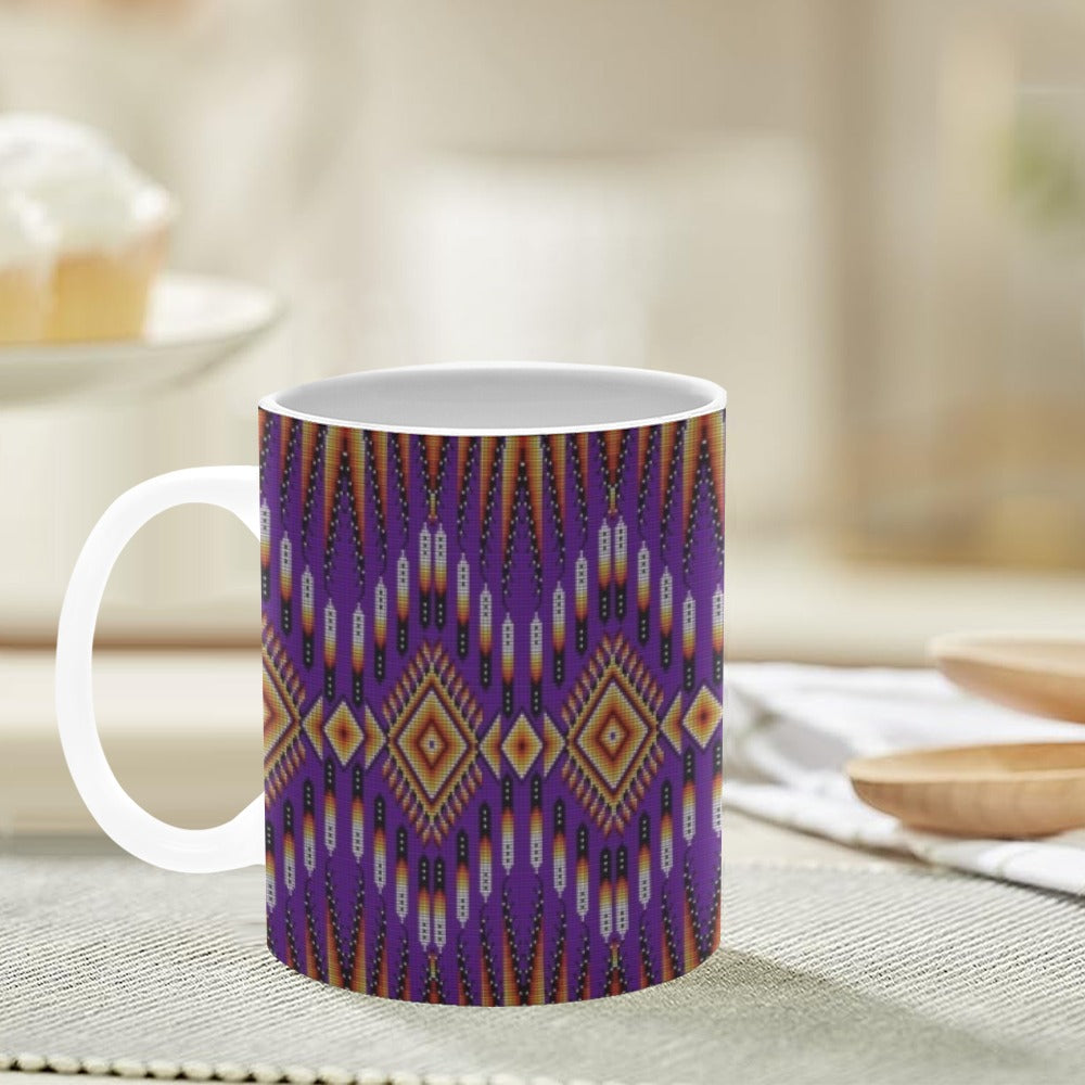 Fire Feather Purple White Mug(11OZ)