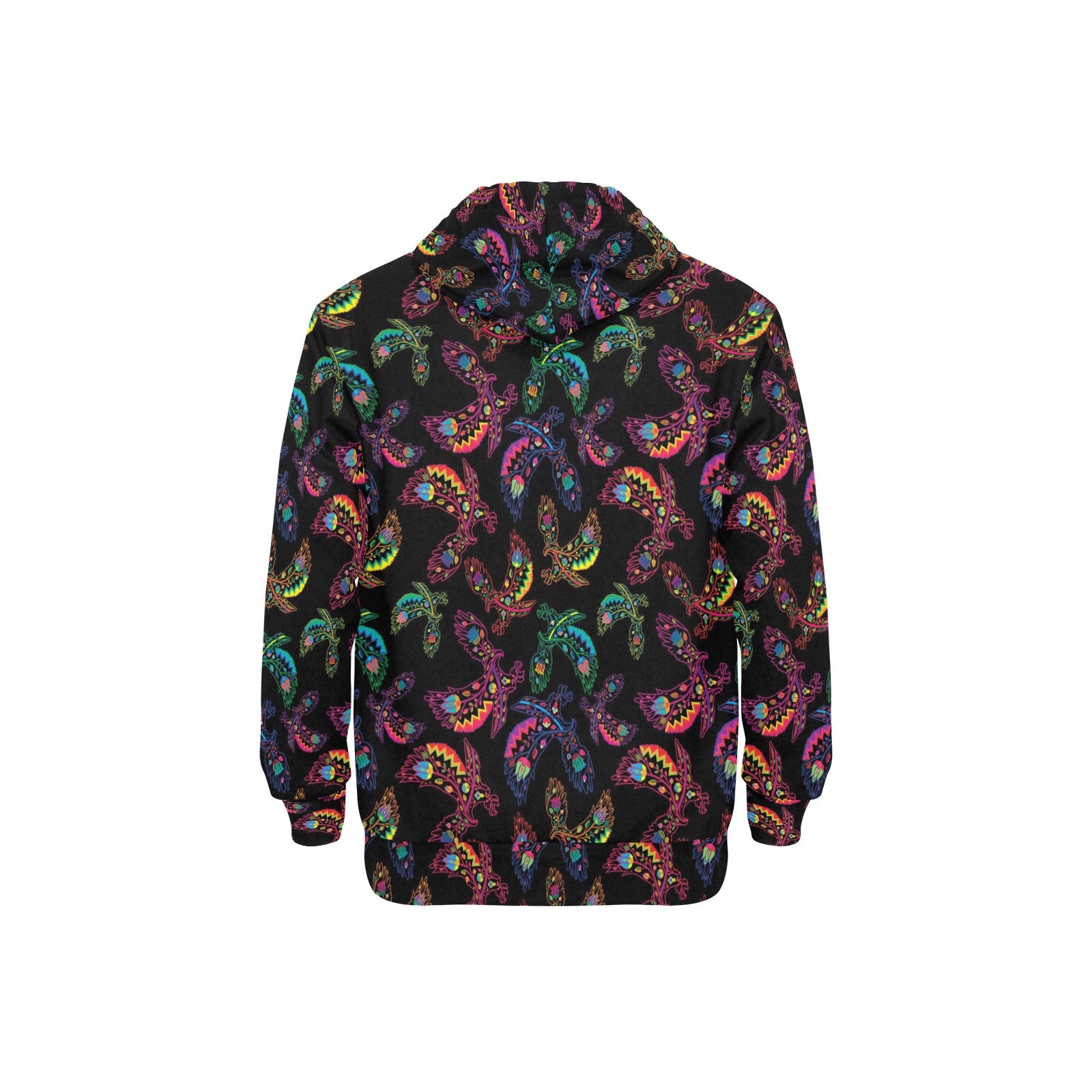 Neon Floral Eagles Men's Long Sleeve Fleece Hoodie