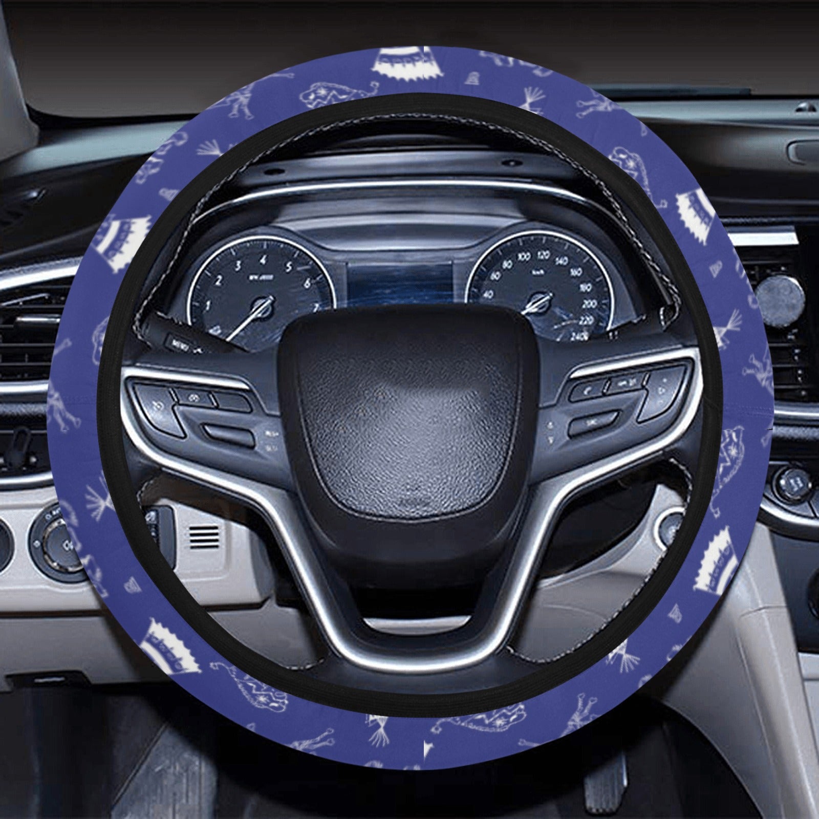 Ledger Dabbles Blue Steering Wheel Cover with Elastic Edge