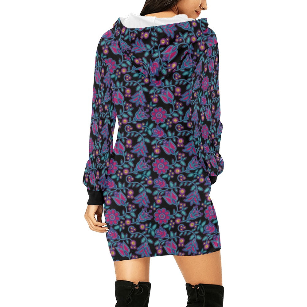 Beaded Nouveau Coal Hoodie Dress