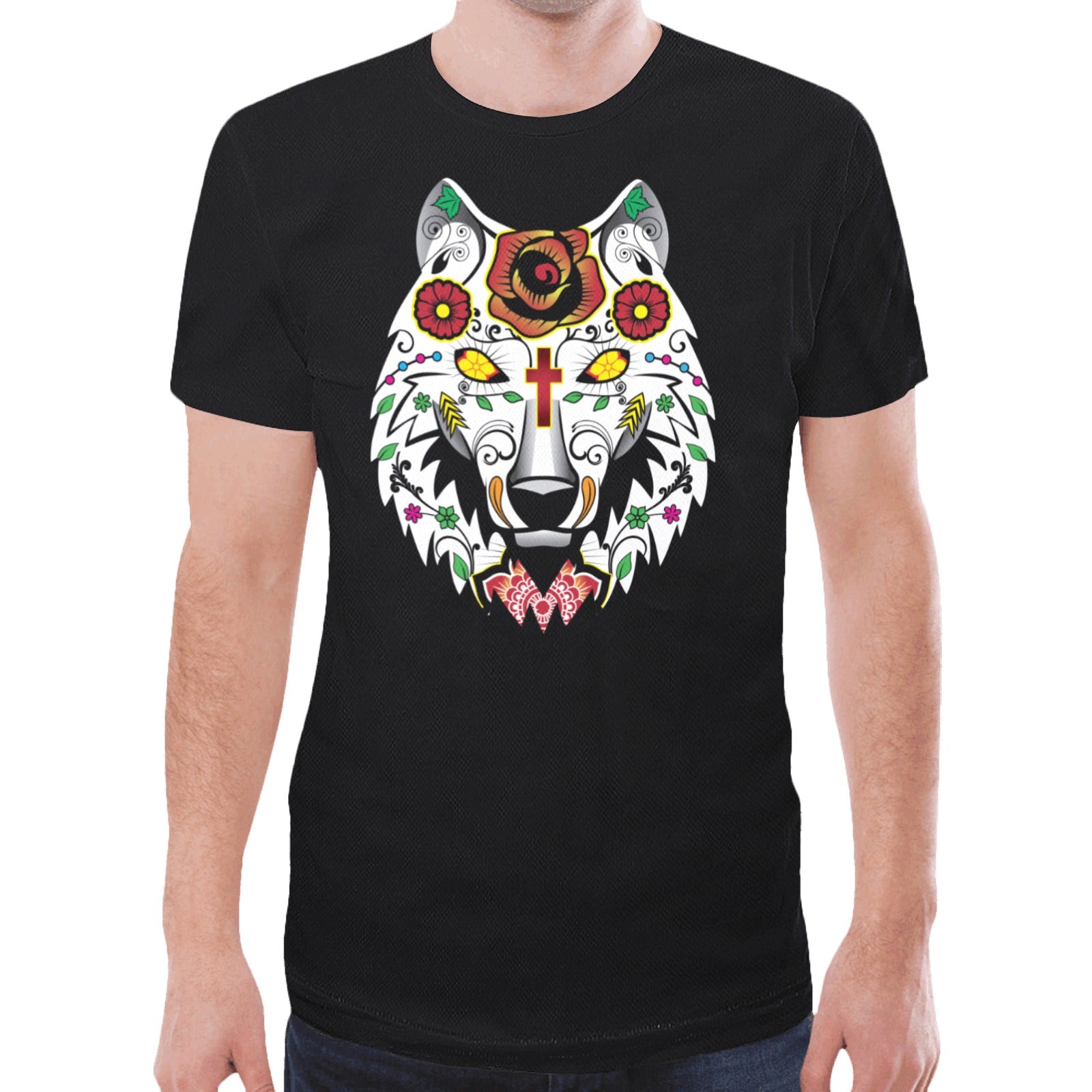 Wolf Spirit Guide (Black) T-shirt for Men