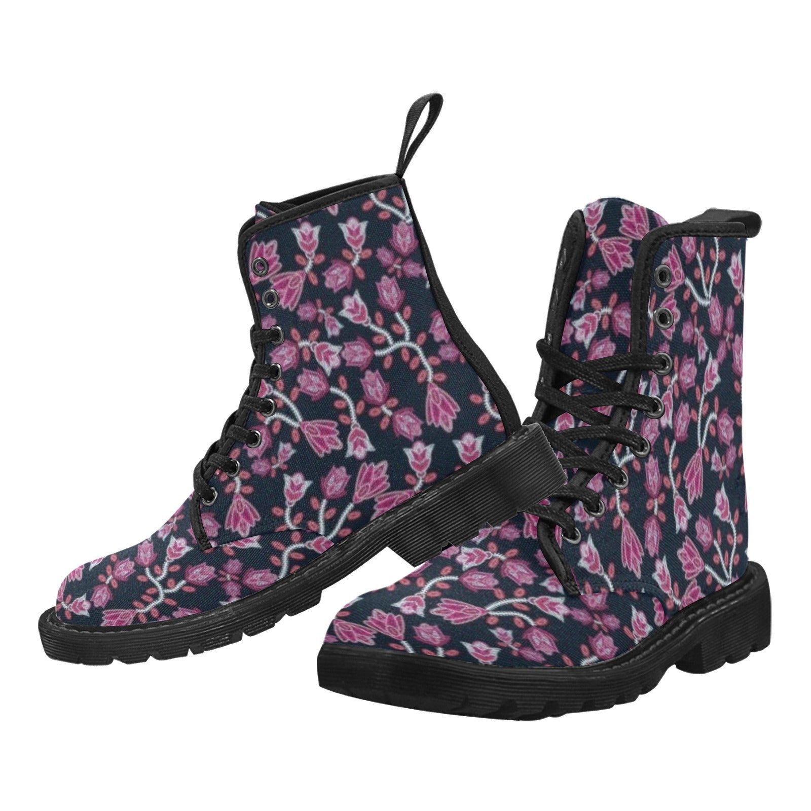 Beaded Pink Boots for Men (Black)