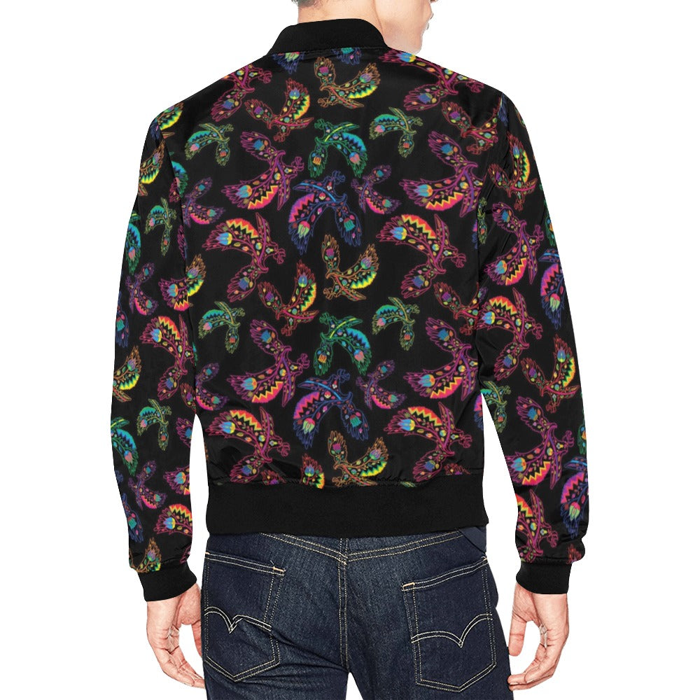 Neon Floral Eagles Bomber Jacket for Men