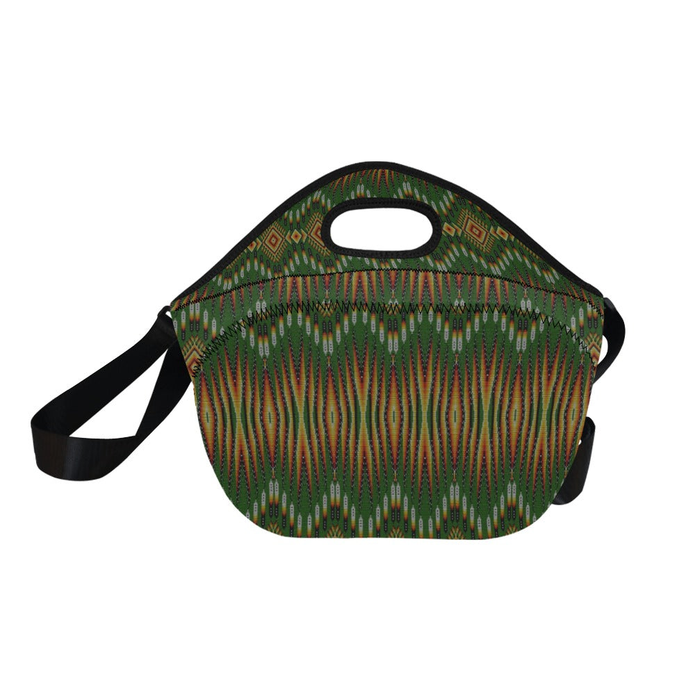Fire Feather Green Neoprene Lunch Bag/Large