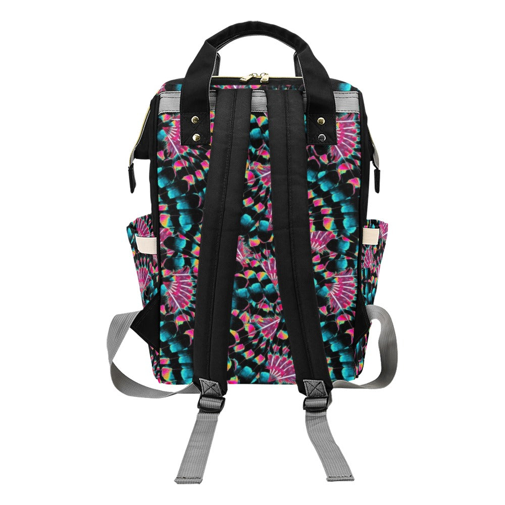 Hawk Feathers Heat Map Multi-Function Diaper Backpack/Diaper Bag