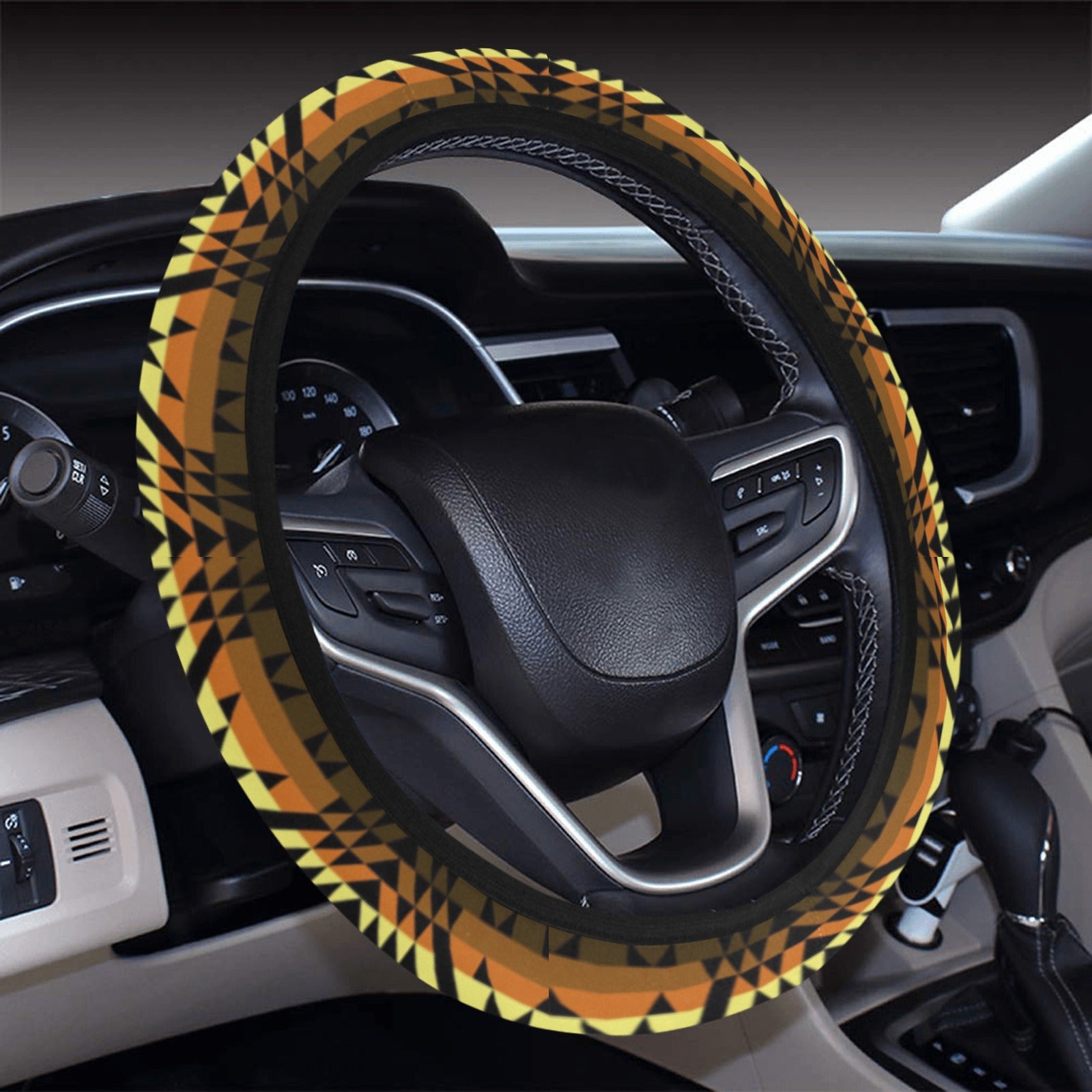 Black Rose Spring Canyon Tan Steering Wheel Cover with Elastic Edge