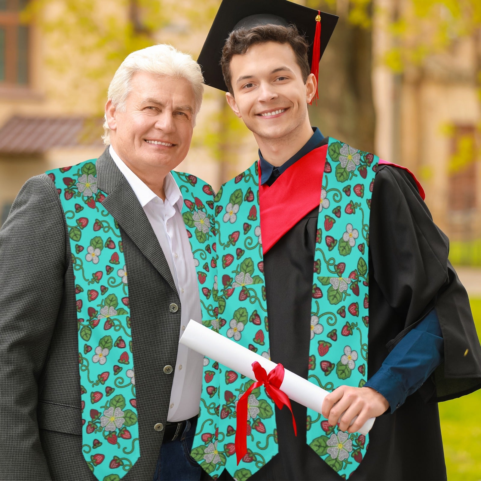 Strawberry Dreams Turquoise Graduation Stole