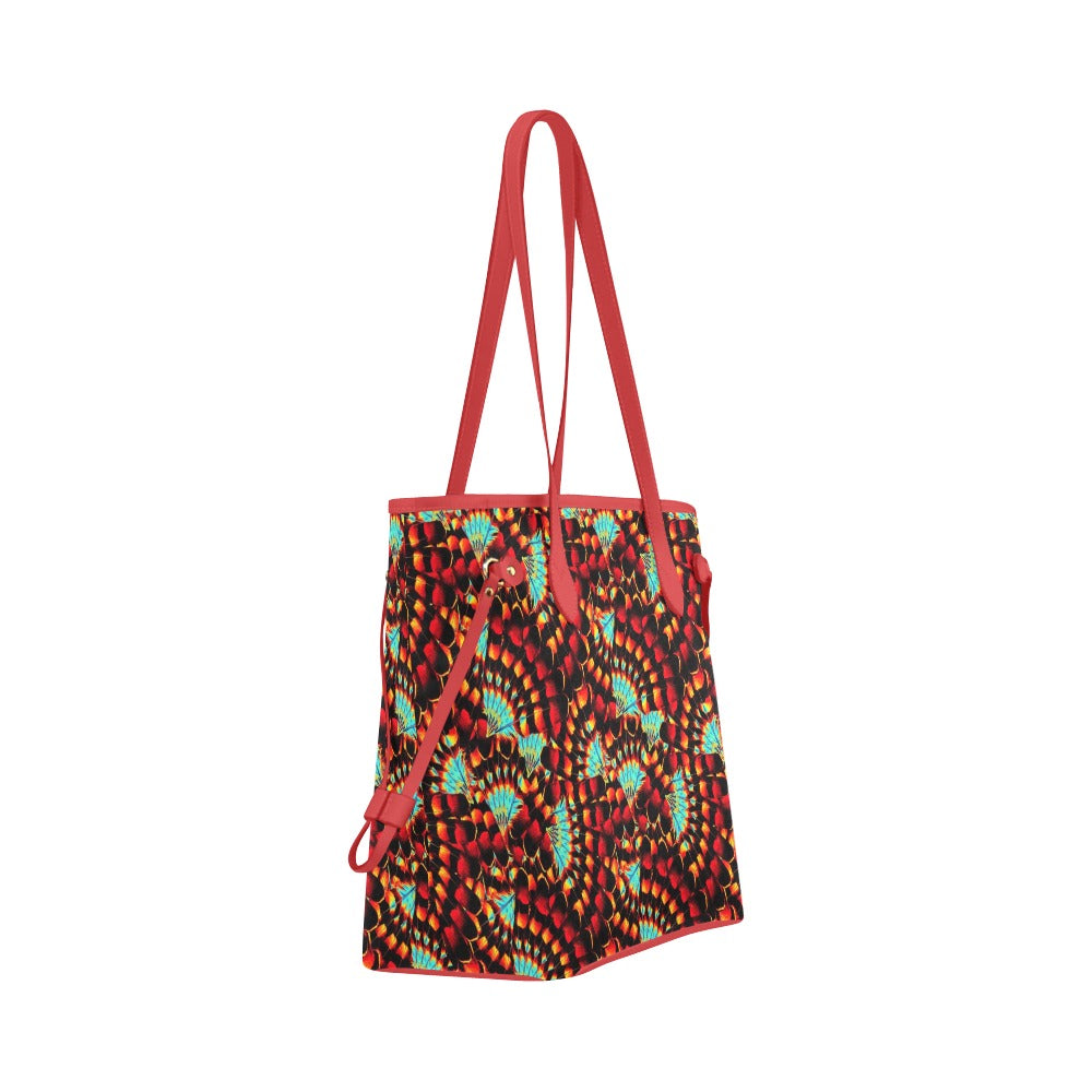 Hawk Feathers Fire and Turquoise Clover Canvas Tote Bag