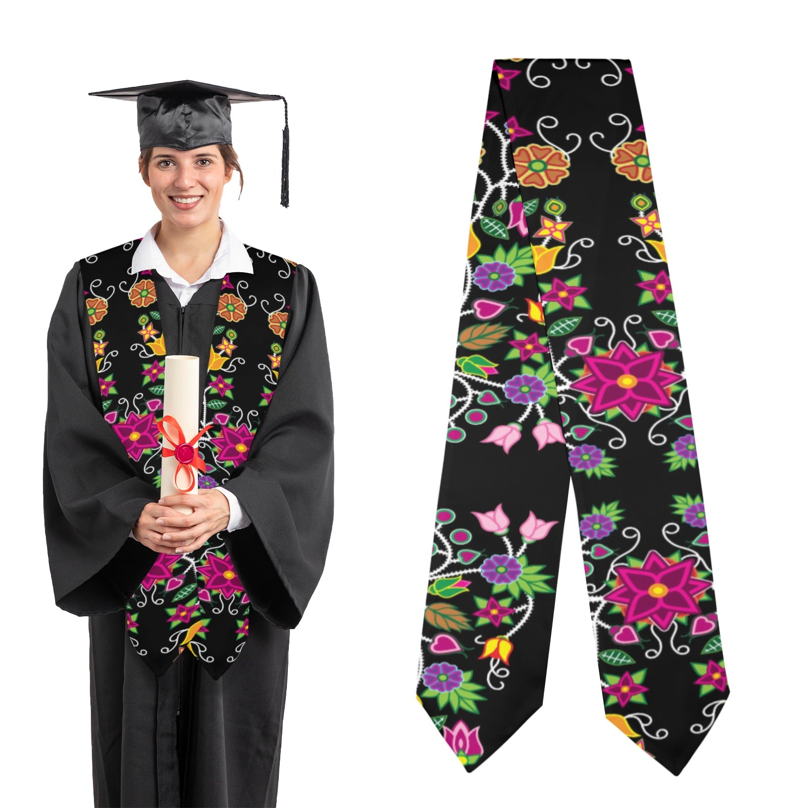 Floral Beadwork Graduation Stole