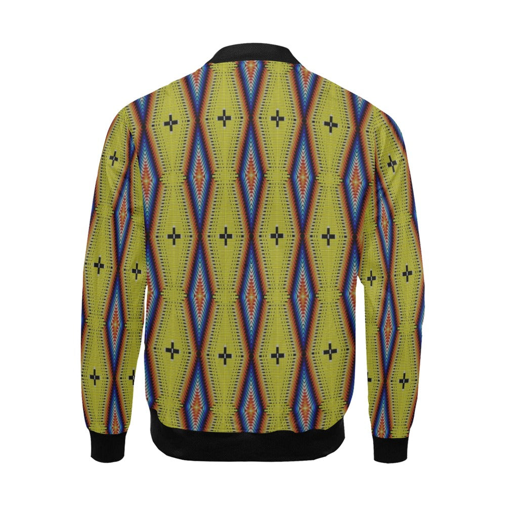 Diamond in the Bluff Yellow All Over Print Bomber Jacket for Men