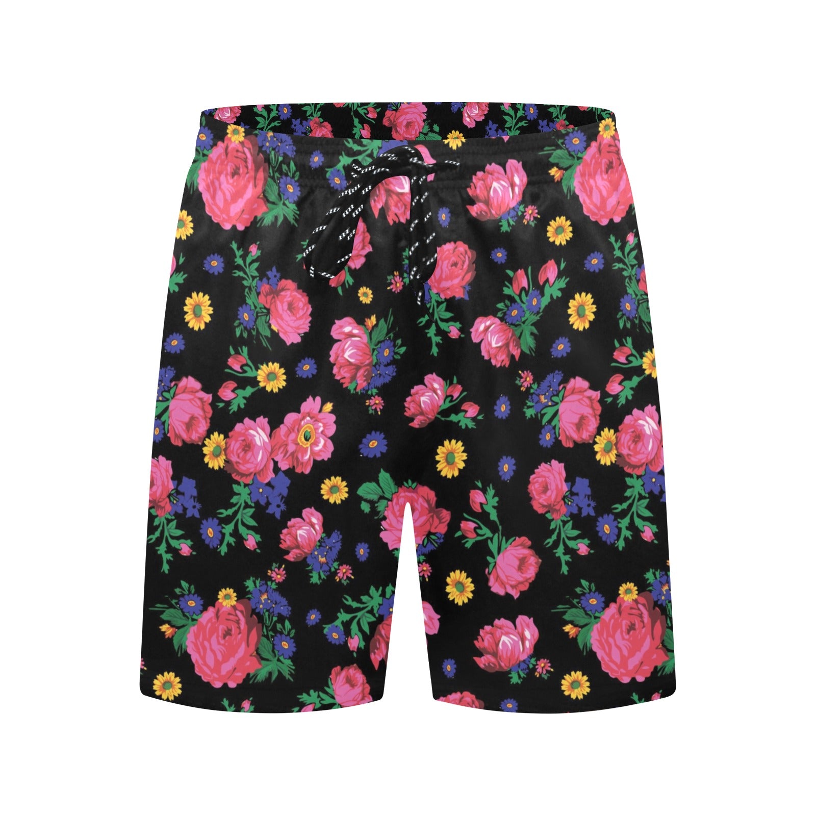 Kokum Ceremony Black Men's Mid-Length Beach Shorts