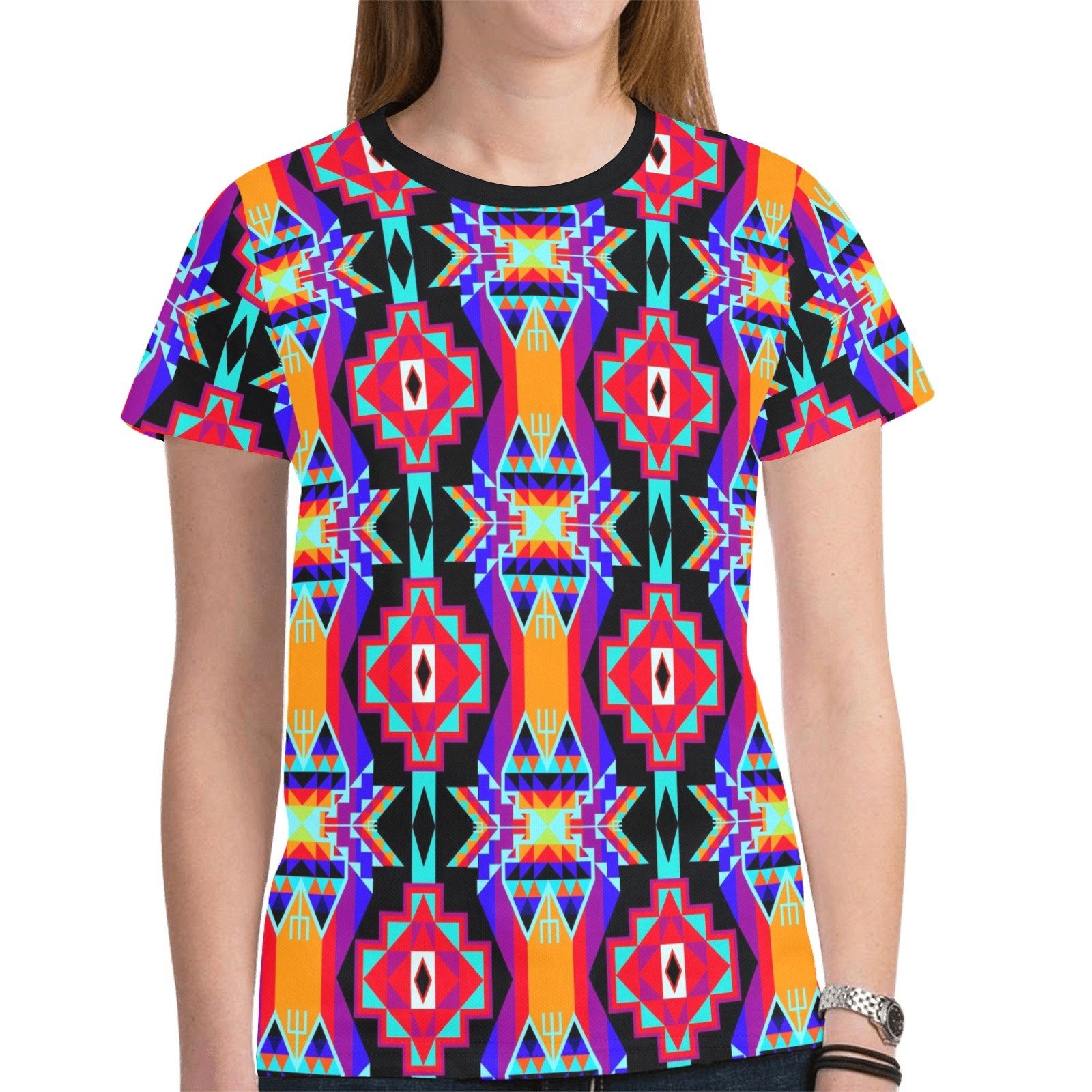 Fancy Bustle New All Over Print T-shirt for Women (Model T45) tshirt e-joyer 
