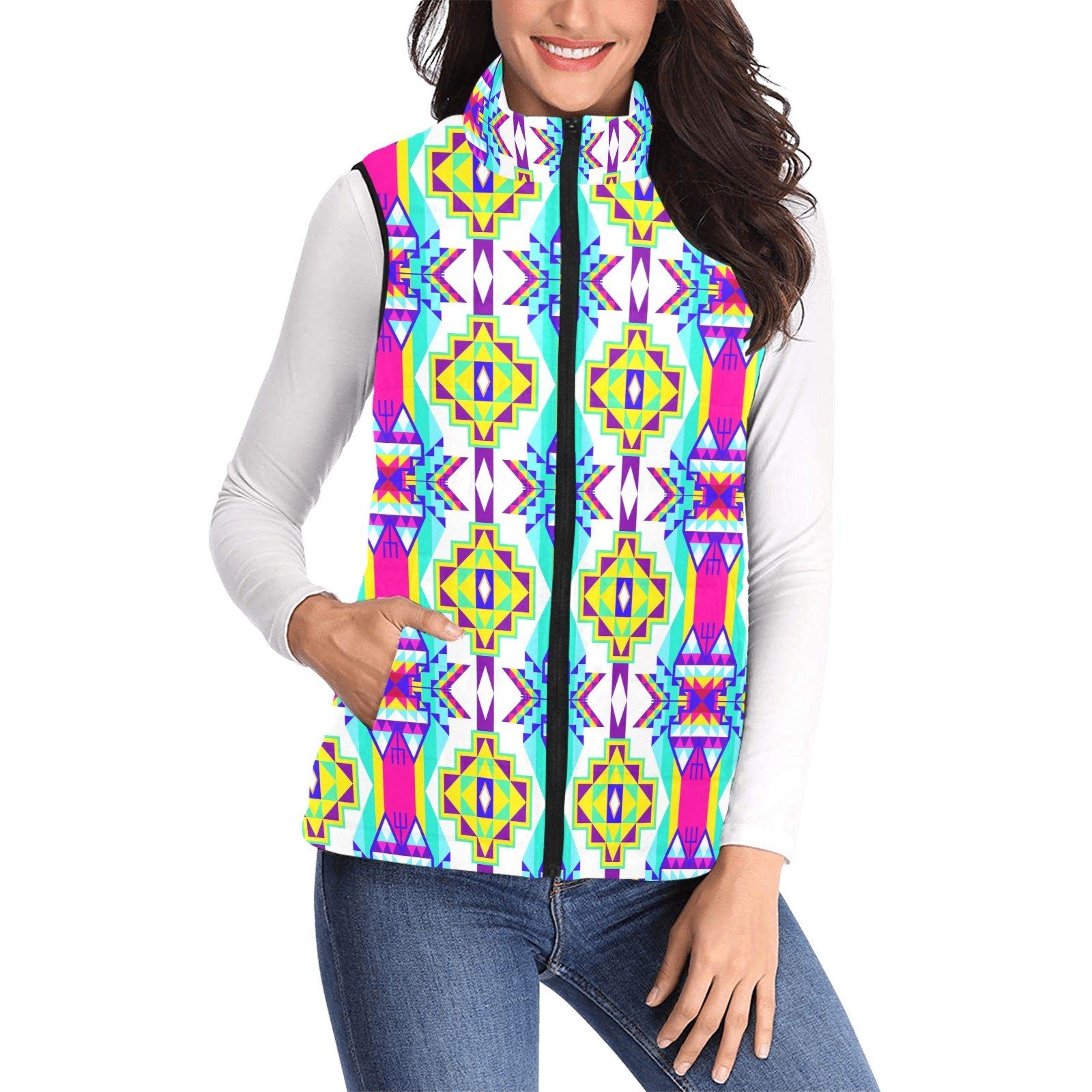 Fancy Champion Women's Padded Vest Jacket (Model H44) Women's Padded Vest Jacket (H44) e-joyer 