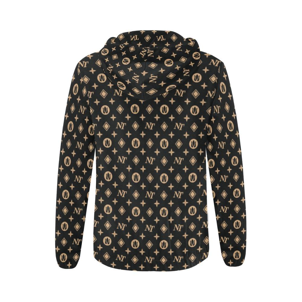 Fancy NT Black All Over Print Full Zip Hoodie for Women (Model H14) All Over Print Full Zip Hoodie for Women (H14) e-joyer 