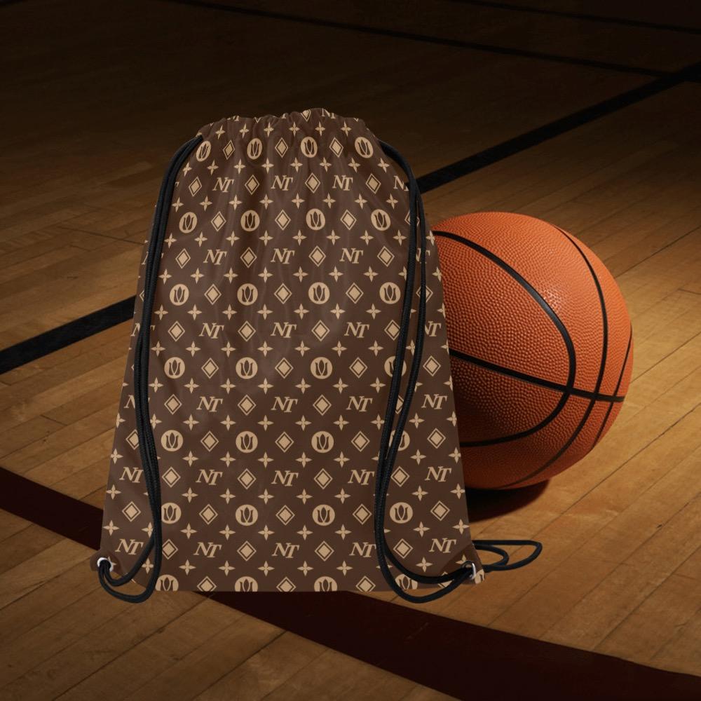 Fancy NT Brown Medium Drawstring Bag Model 1604 (Twin Sides) 13.8"(W) * 18.1"(H) Medium Drawstring Bag (1604) Twin Sides e-joyer 