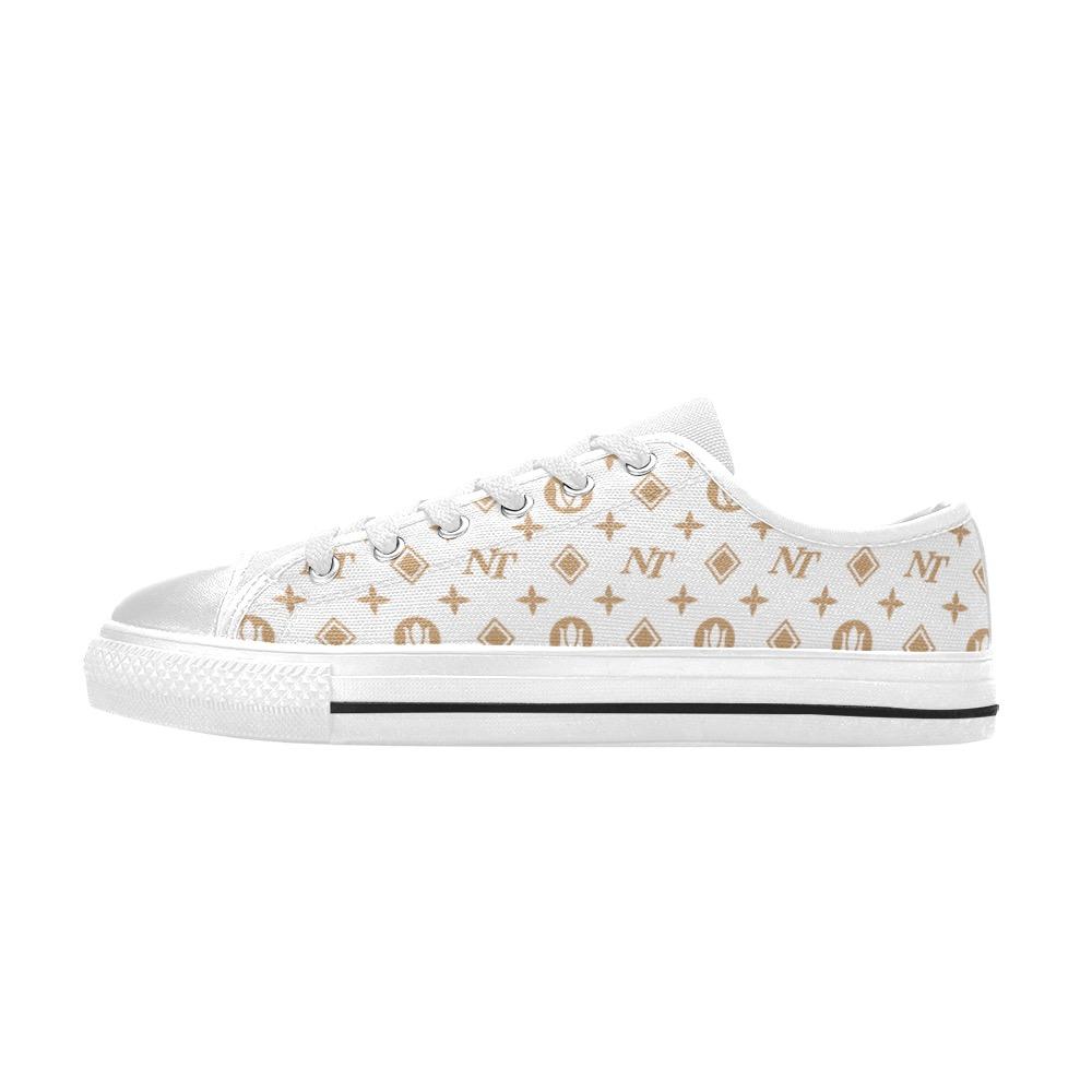 Fancy NT Brown on White Women's Classic Canvas Shoes (Model 018) Women's Canvas Shoes (018) e-joyer 