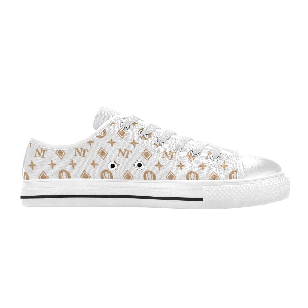Fancy NT Brown on White Women's Classic Canvas Shoes (Model 018) Women's Canvas Shoes (018) e-joyer 