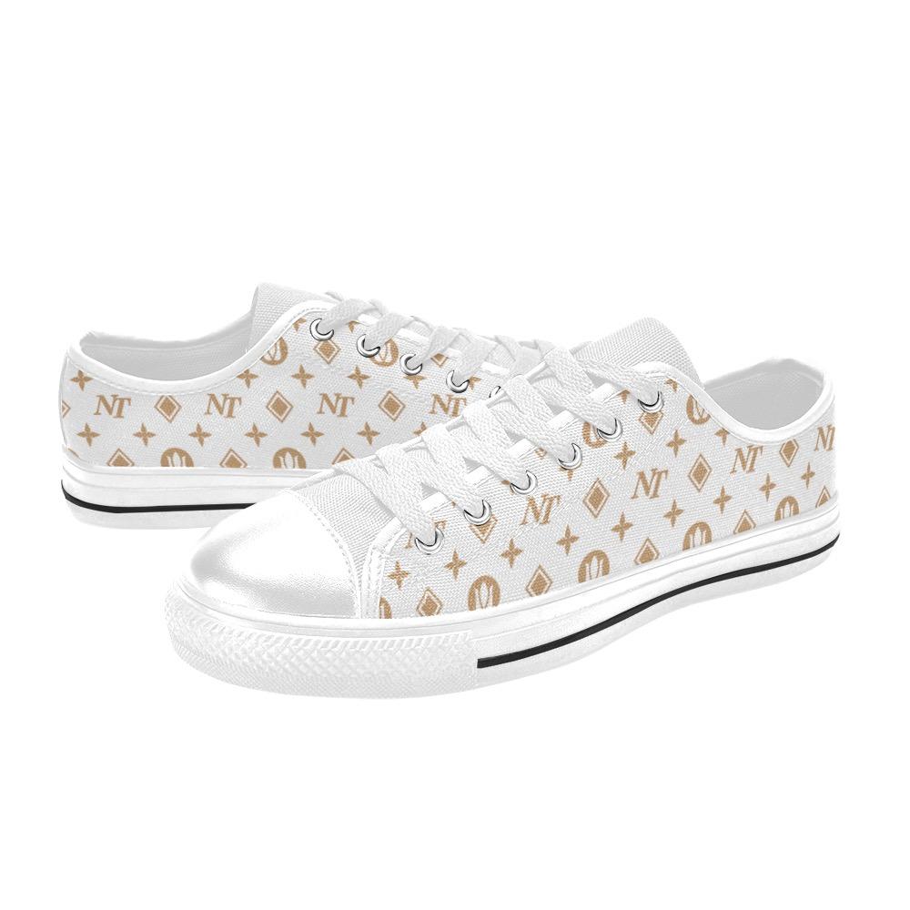 Fancy NT Brown on White Women's Classic Canvas Shoes (Model 018) Women's Canvas Shoes (018) e-joyer 