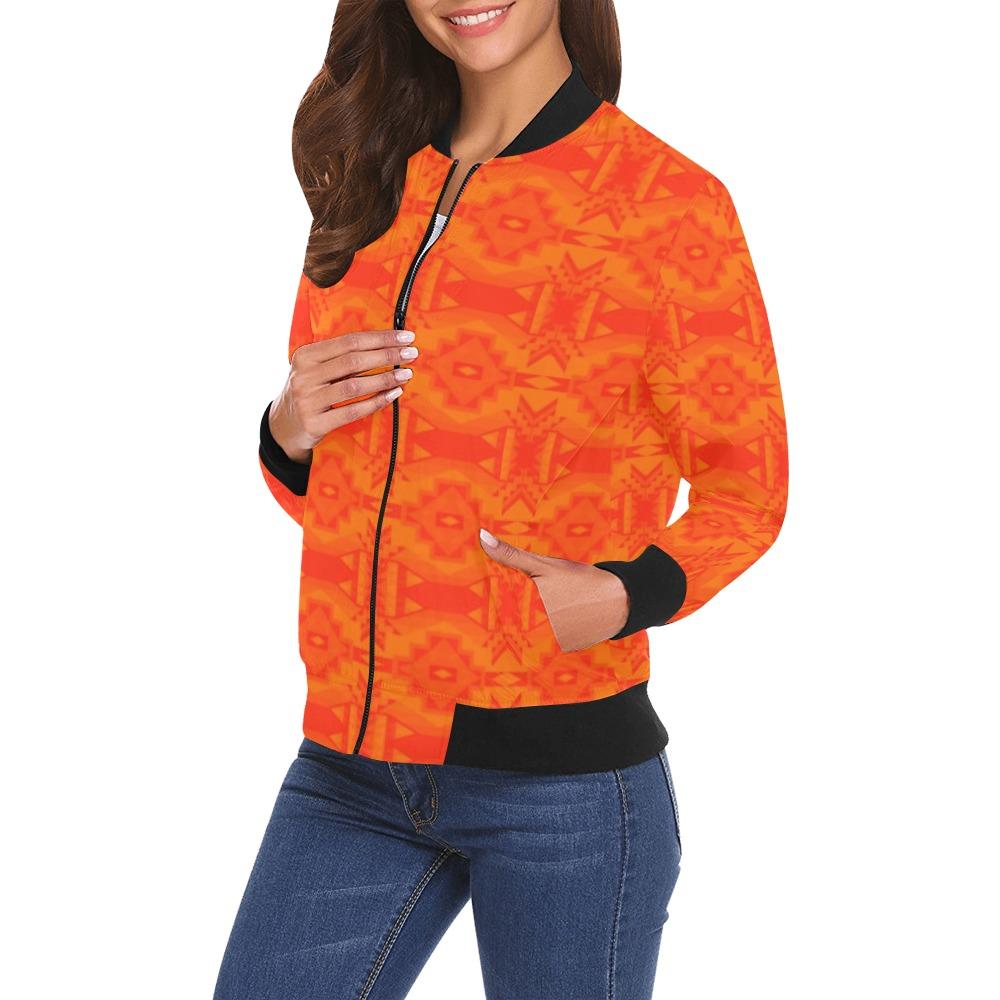 Fancy Orange All Over Print Bomber Jacket for Women (Model H19) All Over Print Bomber Jacket for Women (H19) e-joyer 