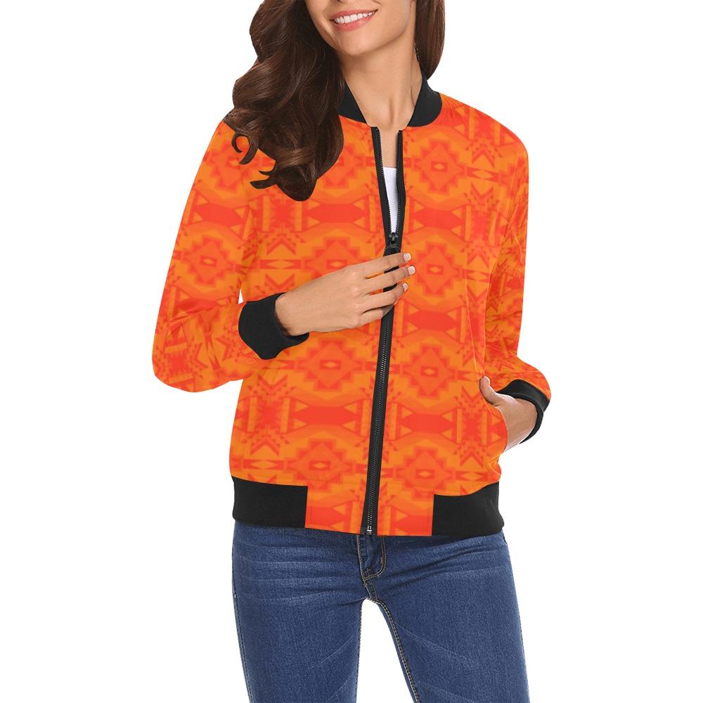 Fancy Orange Feather Directions All Over Print Bomber Jacket for Women (Model H19) All Over Print Bomber Jacket for Women (H19) e-joyer 