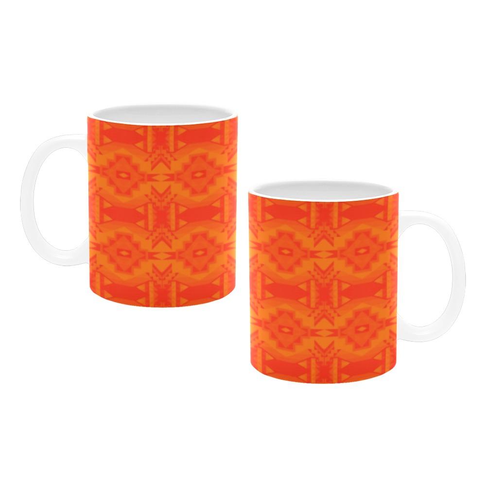 Fancy Orange Feather Directions White Mug(11OZ) White Mug e-joyer 