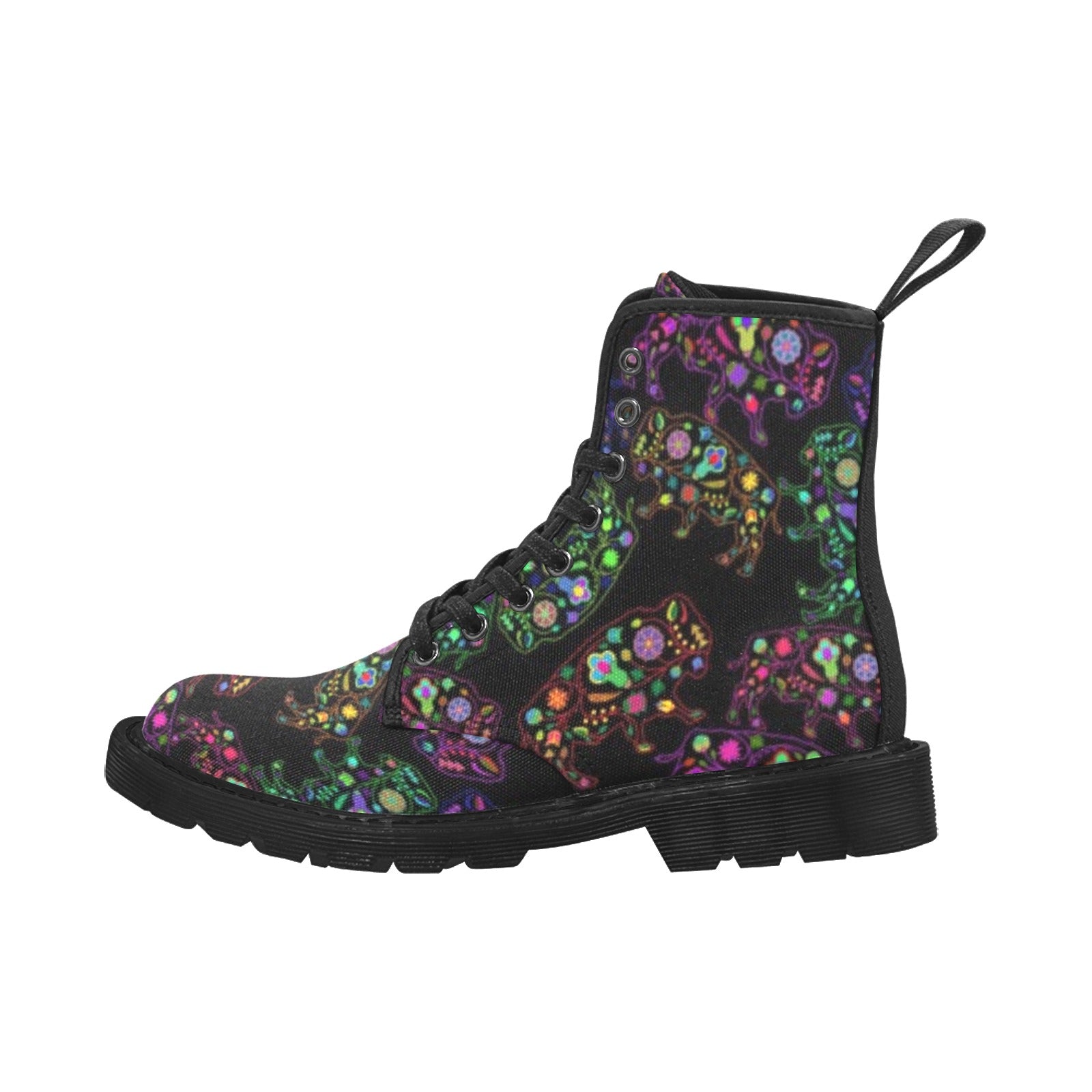 Neon Floral Buffalos Boots for Men (Black)