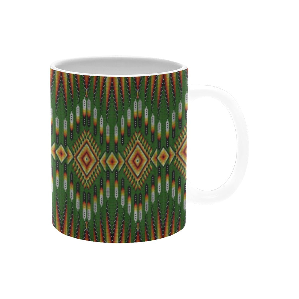 Fire Feather Green White Mug(11OZ)