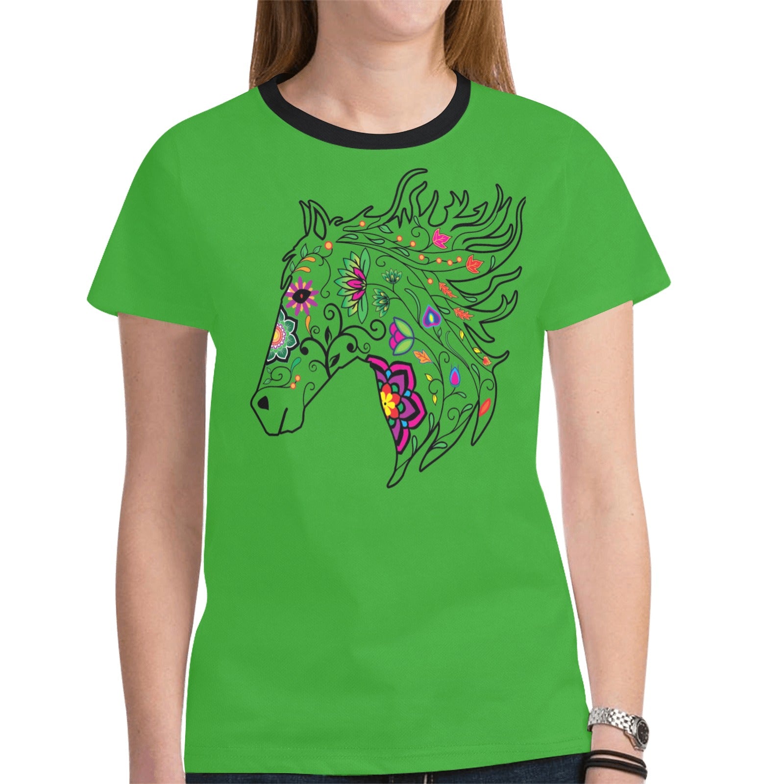 Horse Spirit Guide (Green) T-shirt for Women