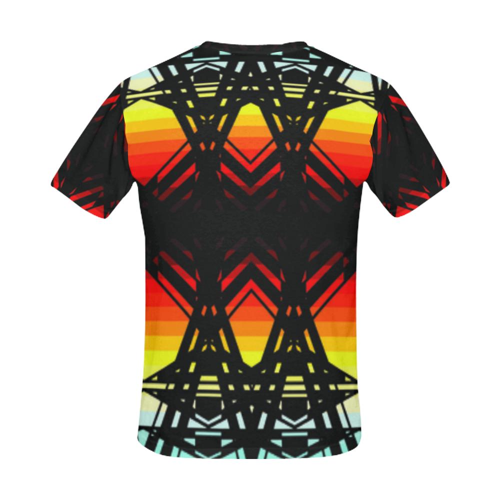 Fire and Turquiose All Over Print T-Shirt for Men (USA Size) (Model T40) All Over Print T-Shirt for Men e-joyer 