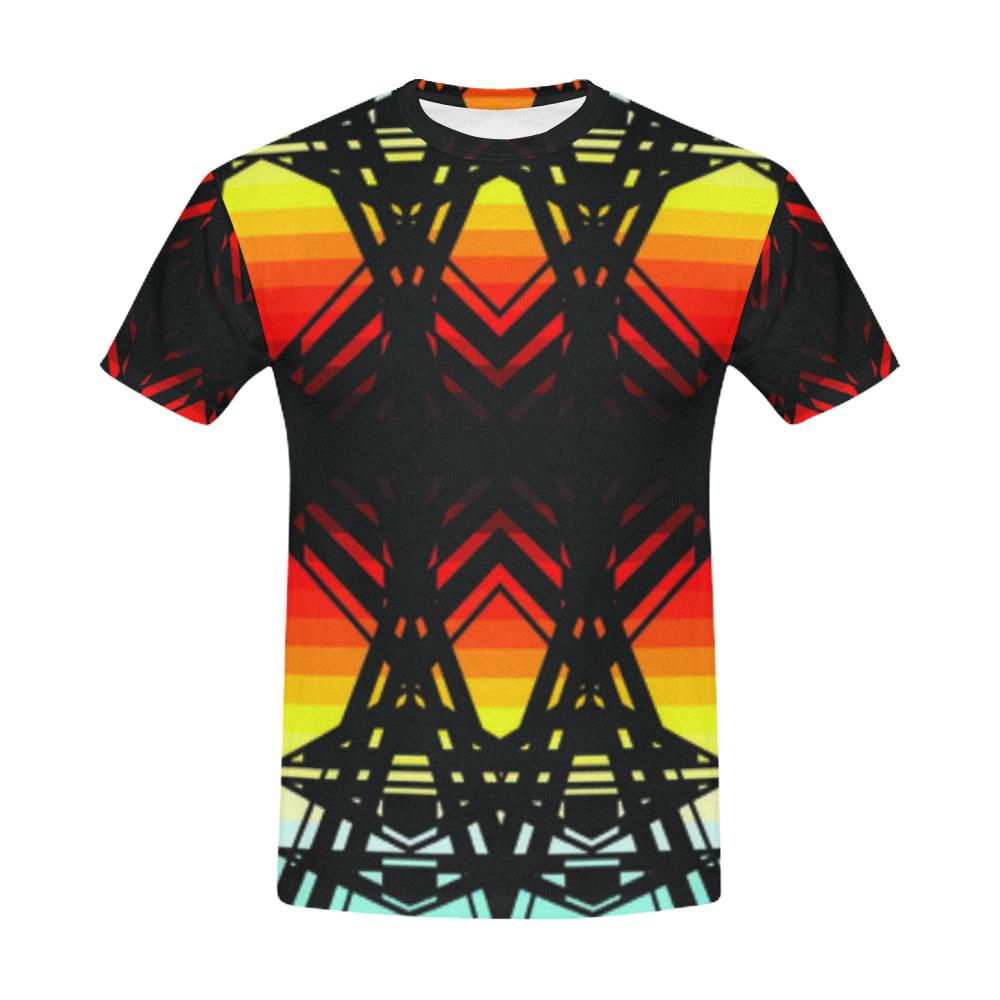Fire and Turquiose All Over Print T-Shirt for Men (USA Size) (Model T40) All Over Print T-Shirt for Men e-joyer 