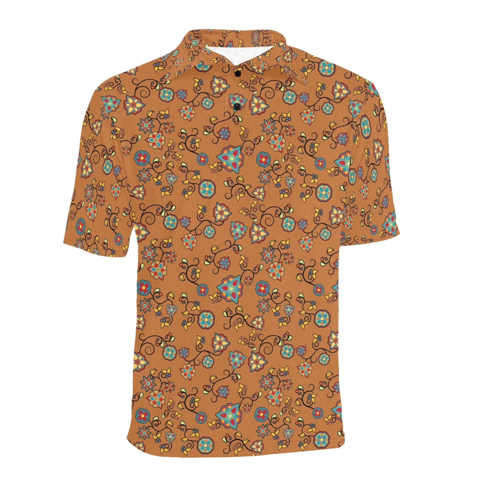 Fire Bloom Light Men's All Over Print Polo Shirt (Model T55) Men's Polo Shirt (Model T55) e-joyer 