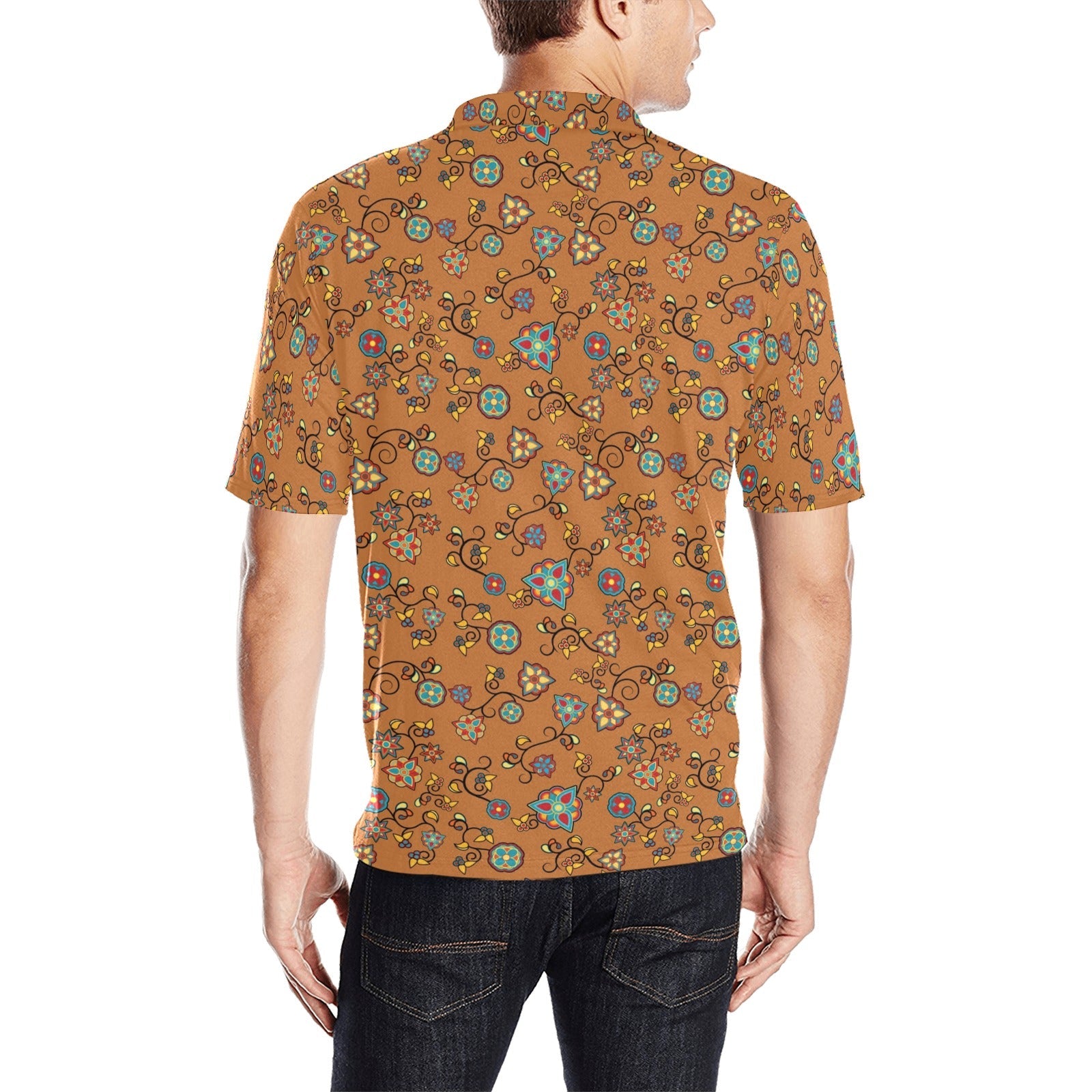 Fire Bloom Light Men's All Over Print Polo Shirt (Model T55) Men's Polo Shirt (Model T55) e-joyer 