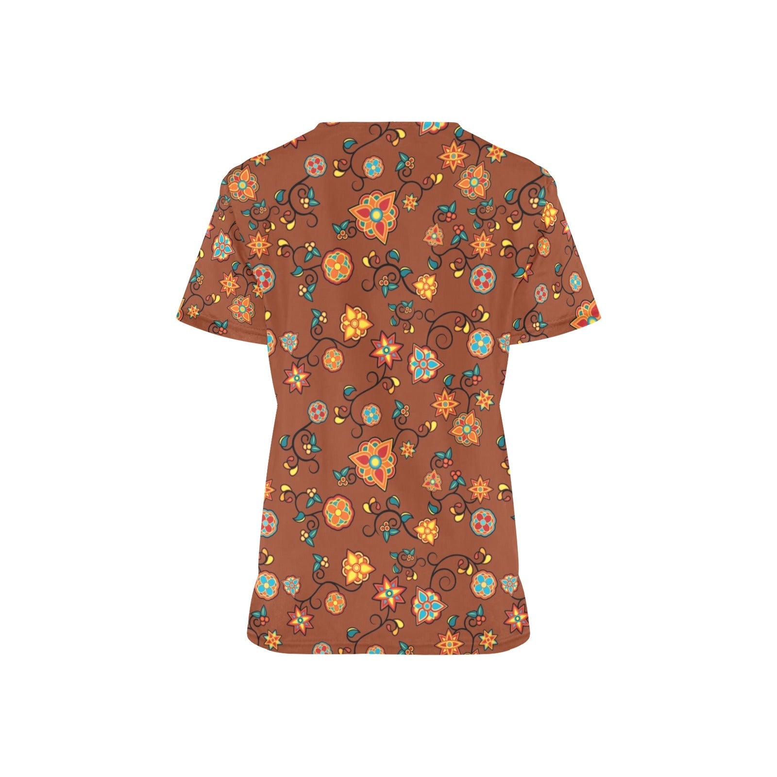 Fire Bloom Shade All Over Print Scrub Top Scrub Top e-joyer 