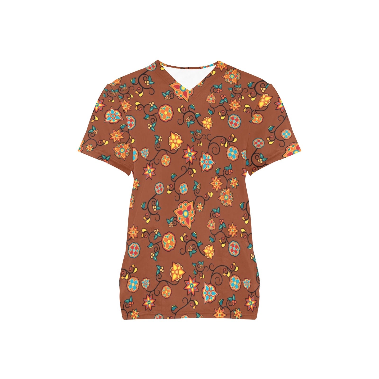 Fire Bloom Shade All Over Print Scrub Top Scrub Top e-joyer 