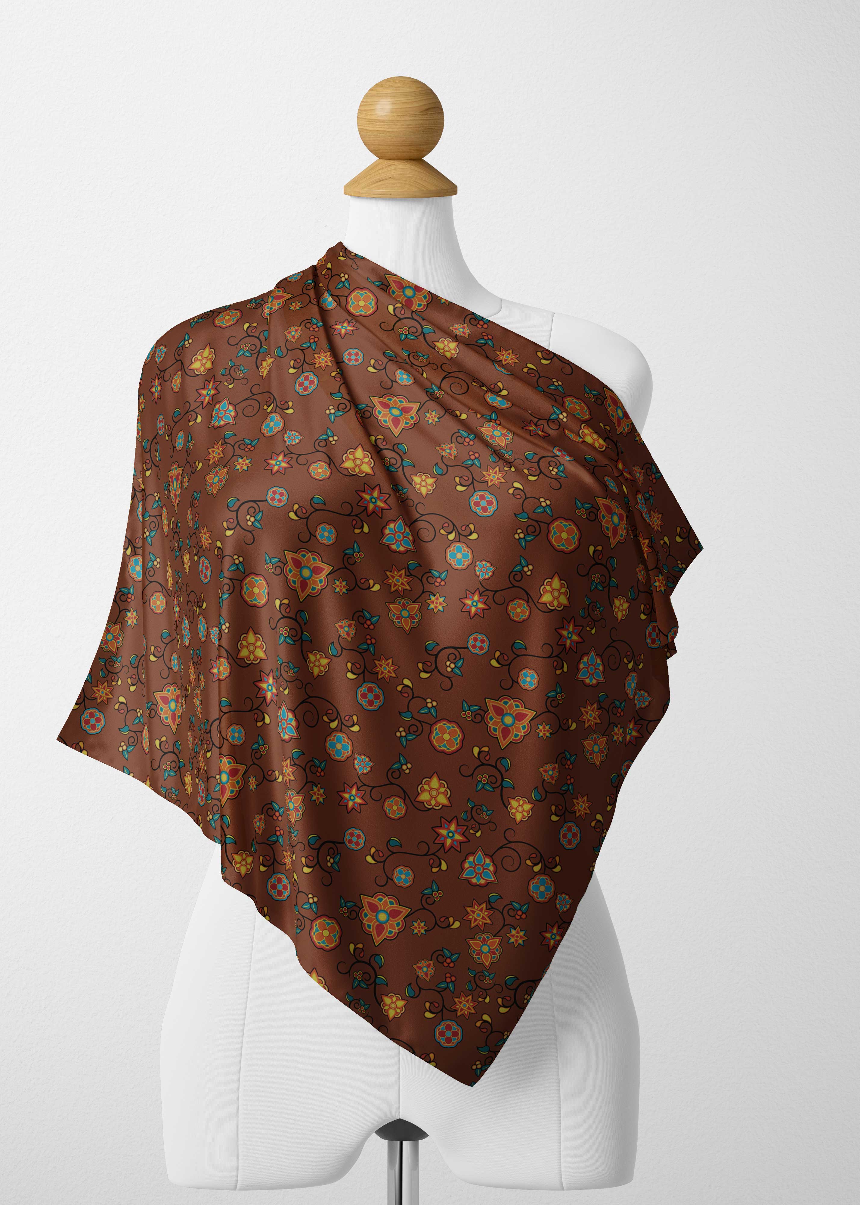 Fire Bloom Shade Satin Shawl Scarf 49 Dzine 