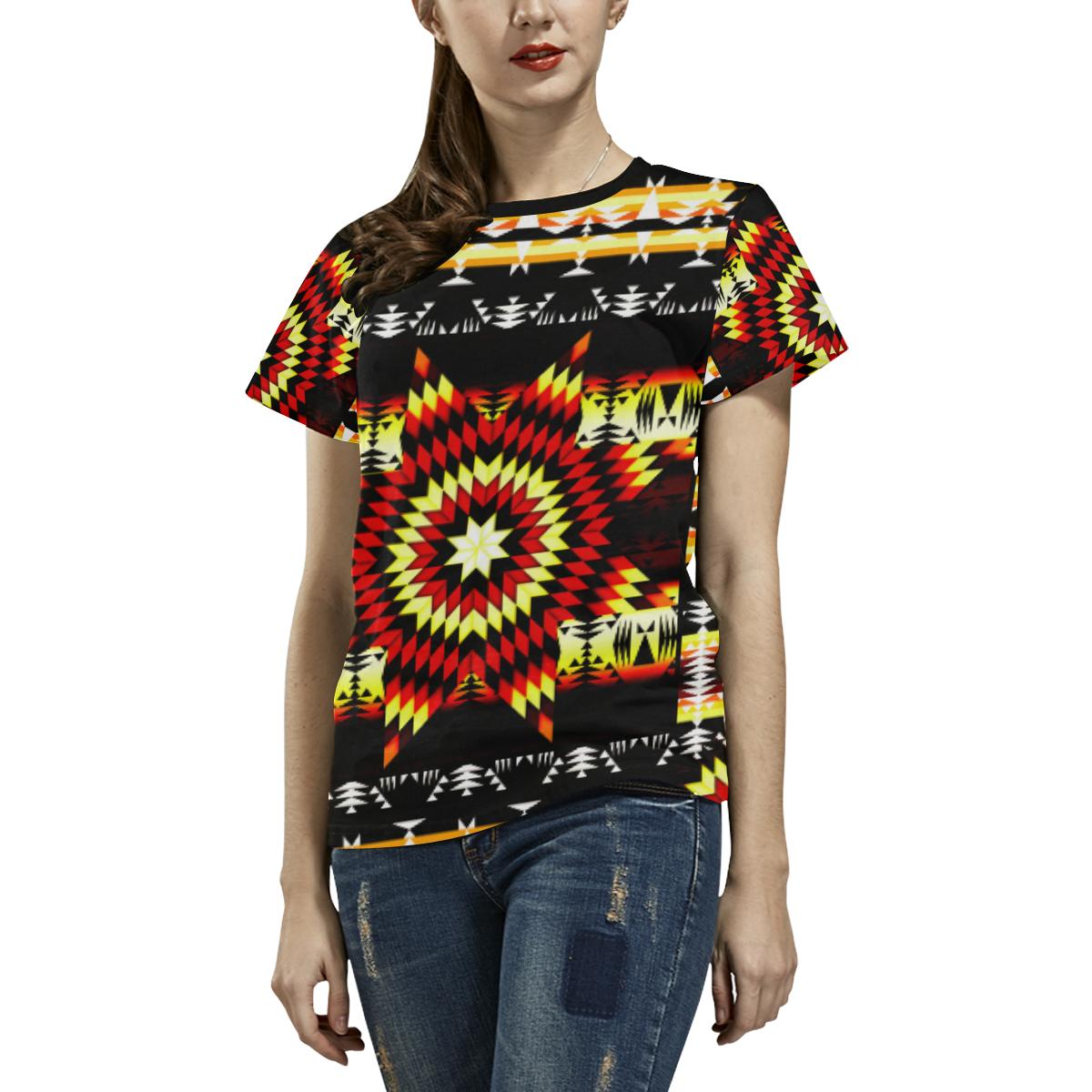 Fire Colors All Over Print T-shirt for Women/Large Size (USA Size) (Model T40) All Over Print T-Shirt for Women/Large (T40) e-joyer 