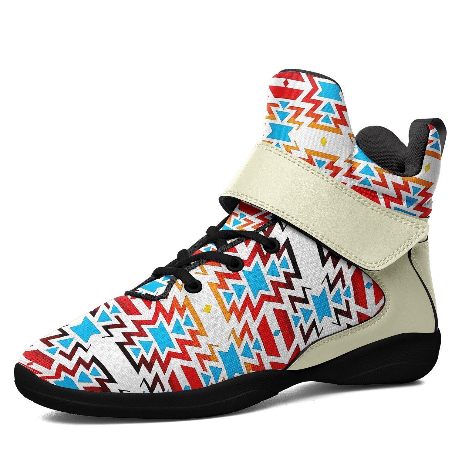 Fire Colors and Sky Ipottaa Basketball / Sport High Top Shoes - Black Sole 49 Dzine US Men 7 / EUR 40 Black Sole with Cream Strap 