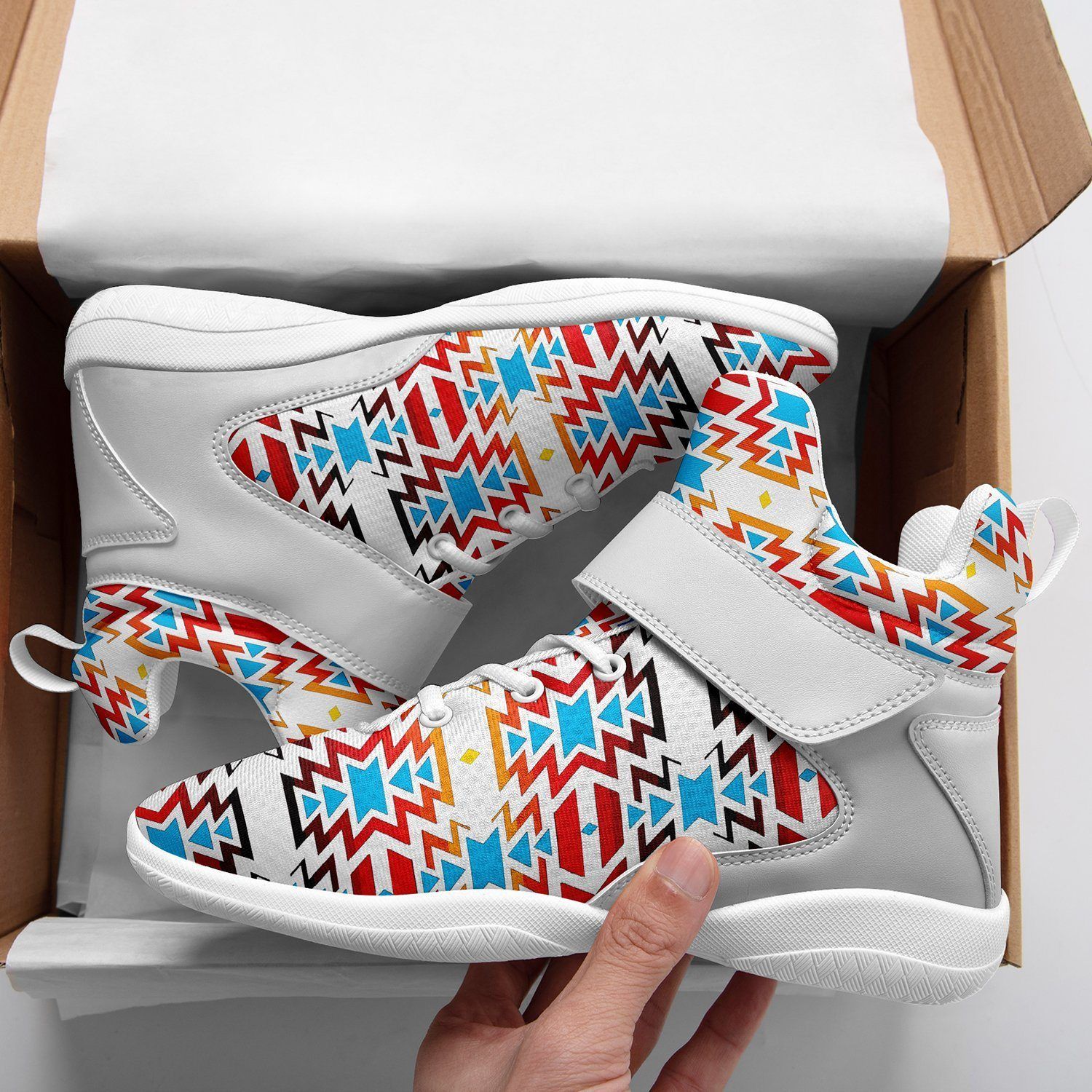 Fire Colors and Sky Ipottaa Basketball / Sport High Top Shoes - White Sole 49 Dzine 