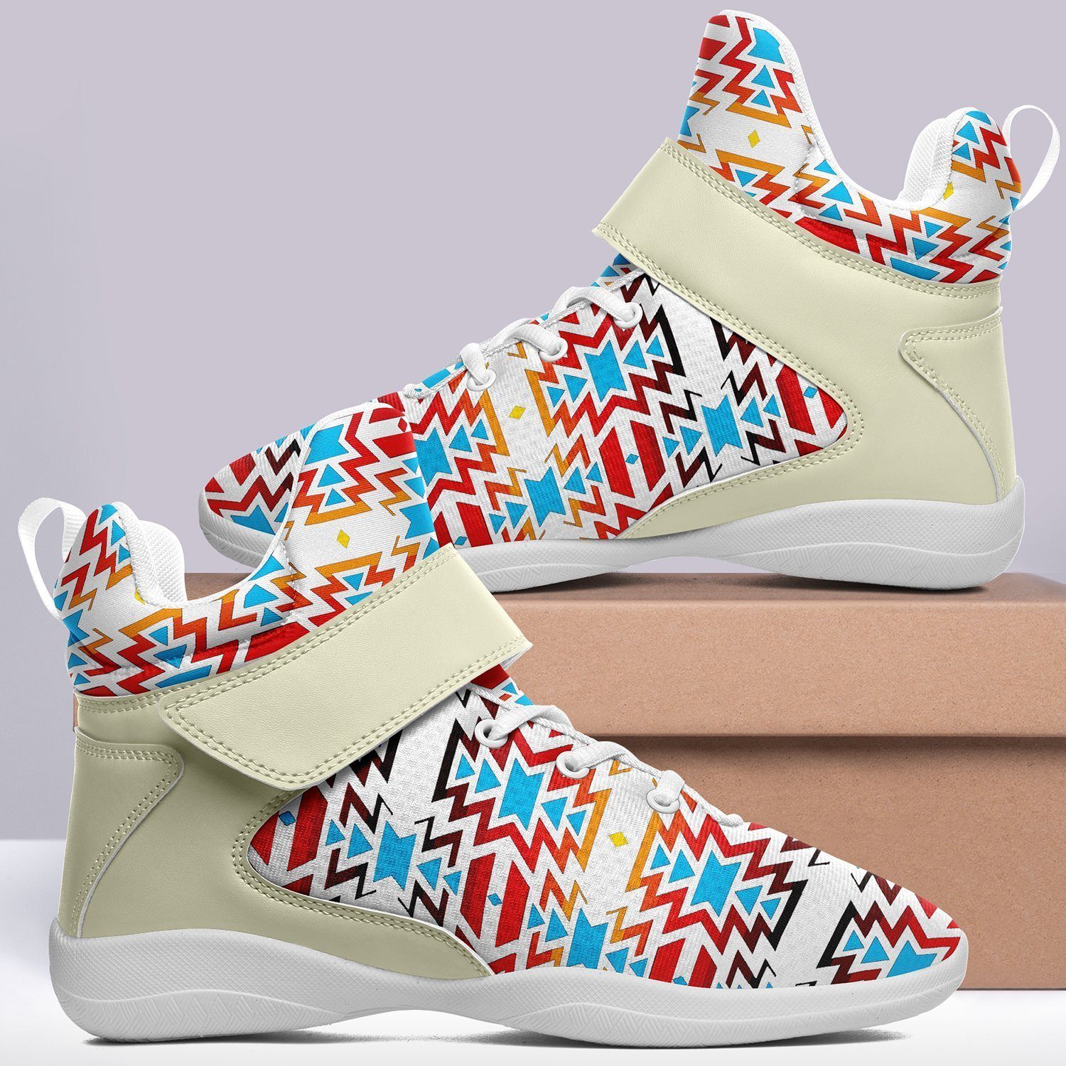 Fire Colors and Sky Ipottaa Basketball / Sport High Top Shoes - White Sole 49 Dzine 
