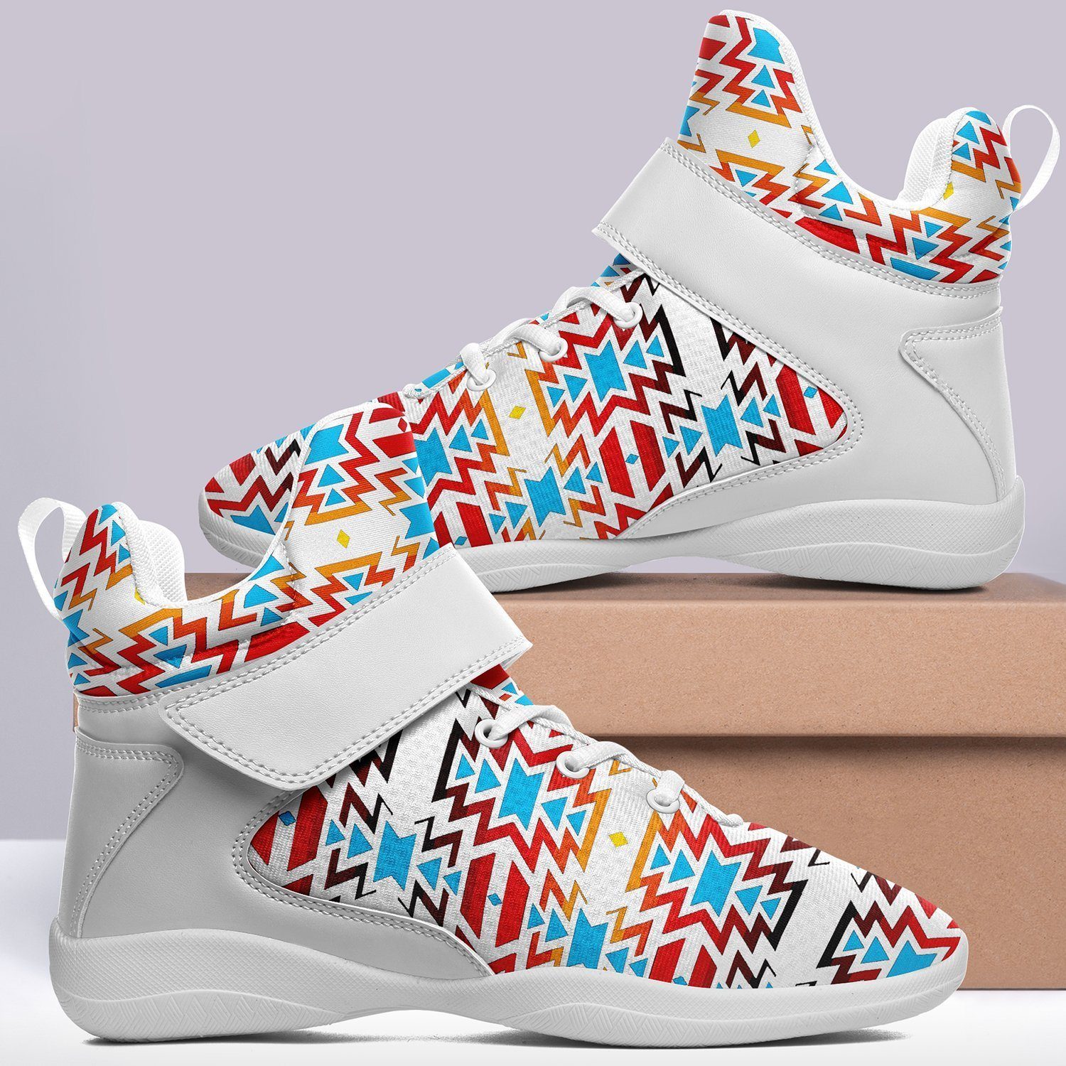 Fire Colors and Sky Ipottaa Basketball / Sport High Top Shoes - White Sole 49 Dzine 