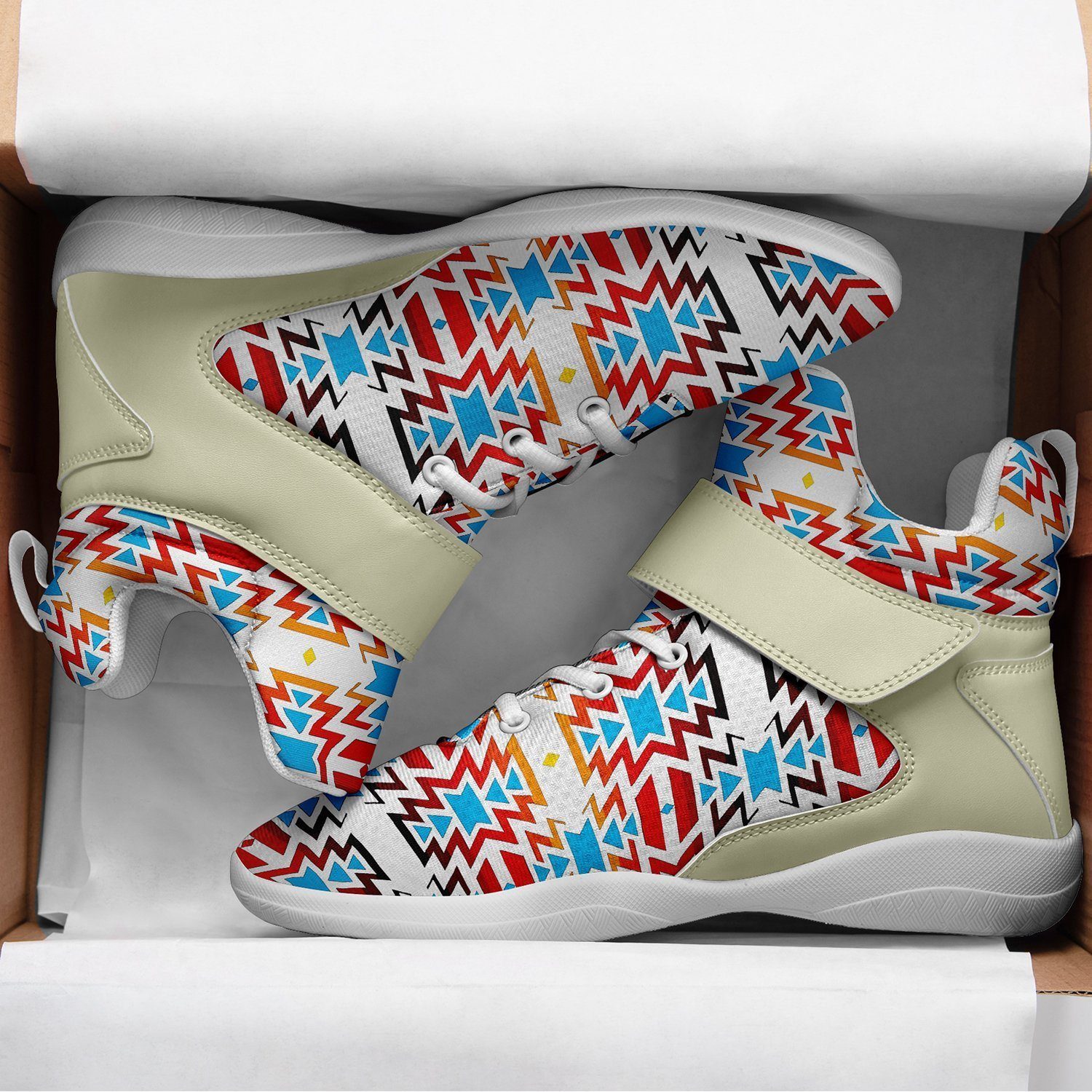 Fire Colors and Sky Ipottaa Basketball / Sport High Top Shoes - White Sole 49 Dzine 