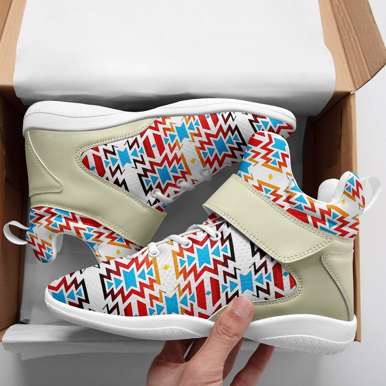 Fire Colors and Sky Ipottaa Basketball / Sport High Top Shoes - White Sole 49 Dzine 