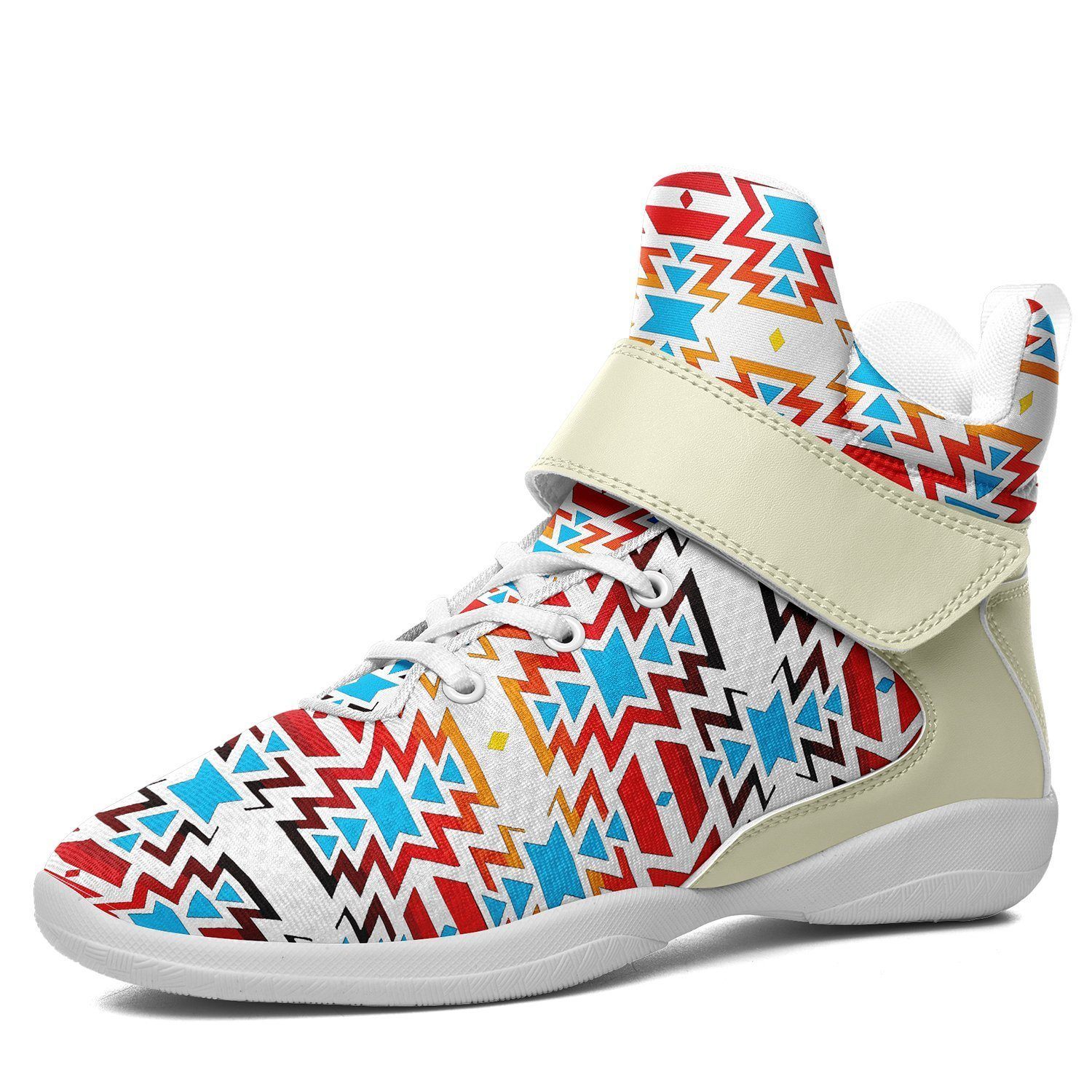 Fire Colors and Sky Kid's Ipottaa Basketball / Sport High Top Shoes 49 Dzine US Child 12.5 / EUR 30 White Sole with Cream Strap 